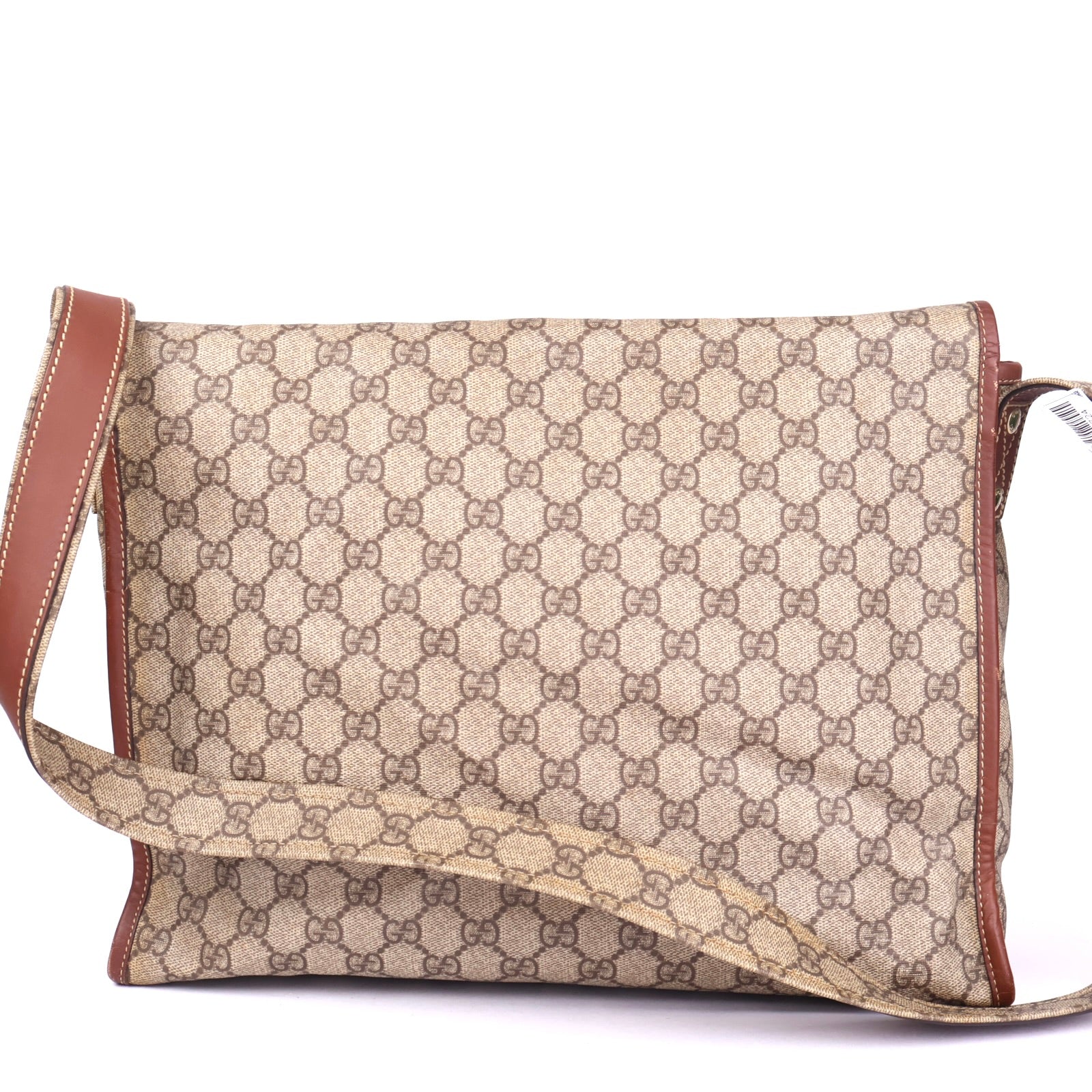 J3724 Gucci Brown GG Monogram Canvas Messenger Bag- Pre Owned