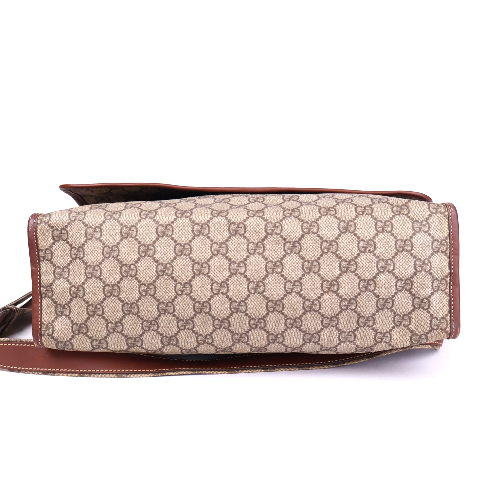 J3724 Gucci Brown GG Monogram Canvas Messenger Bag- Pre Owned