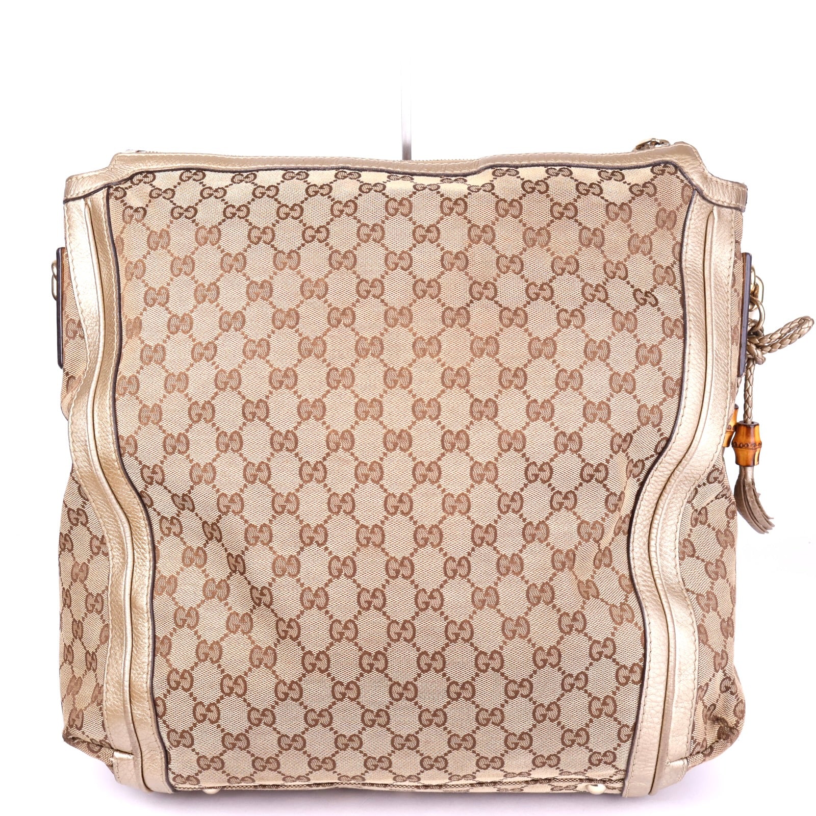 J3429 Gucci Beige/Gold GG Canvas Large Bella Hobo Bag- Pre Owned