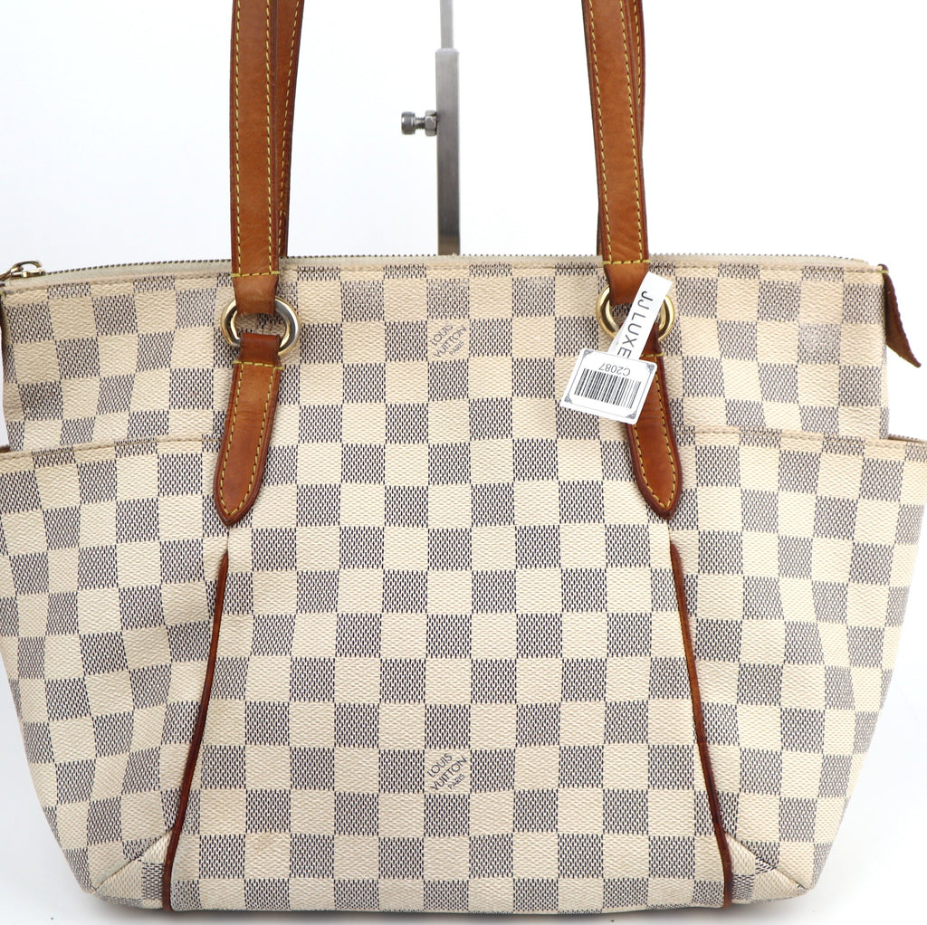 C2087 Louis Vuitton Shoulder Bag Totally PM | Pre-Owned Very Good White and Beige Coated canvas Damier Azur