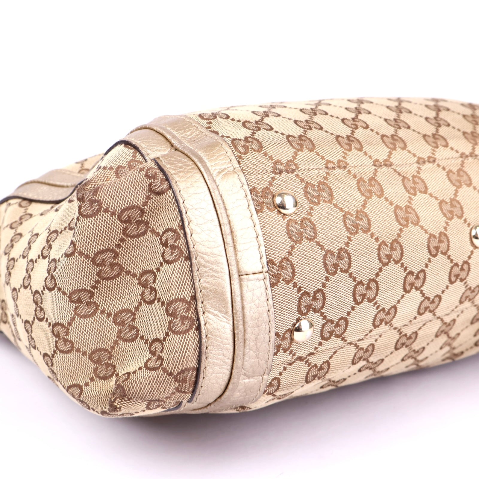 J3429 Gucci Beige/Gold GG Canvas Large Bella Hobo Bag- Pre Owned
