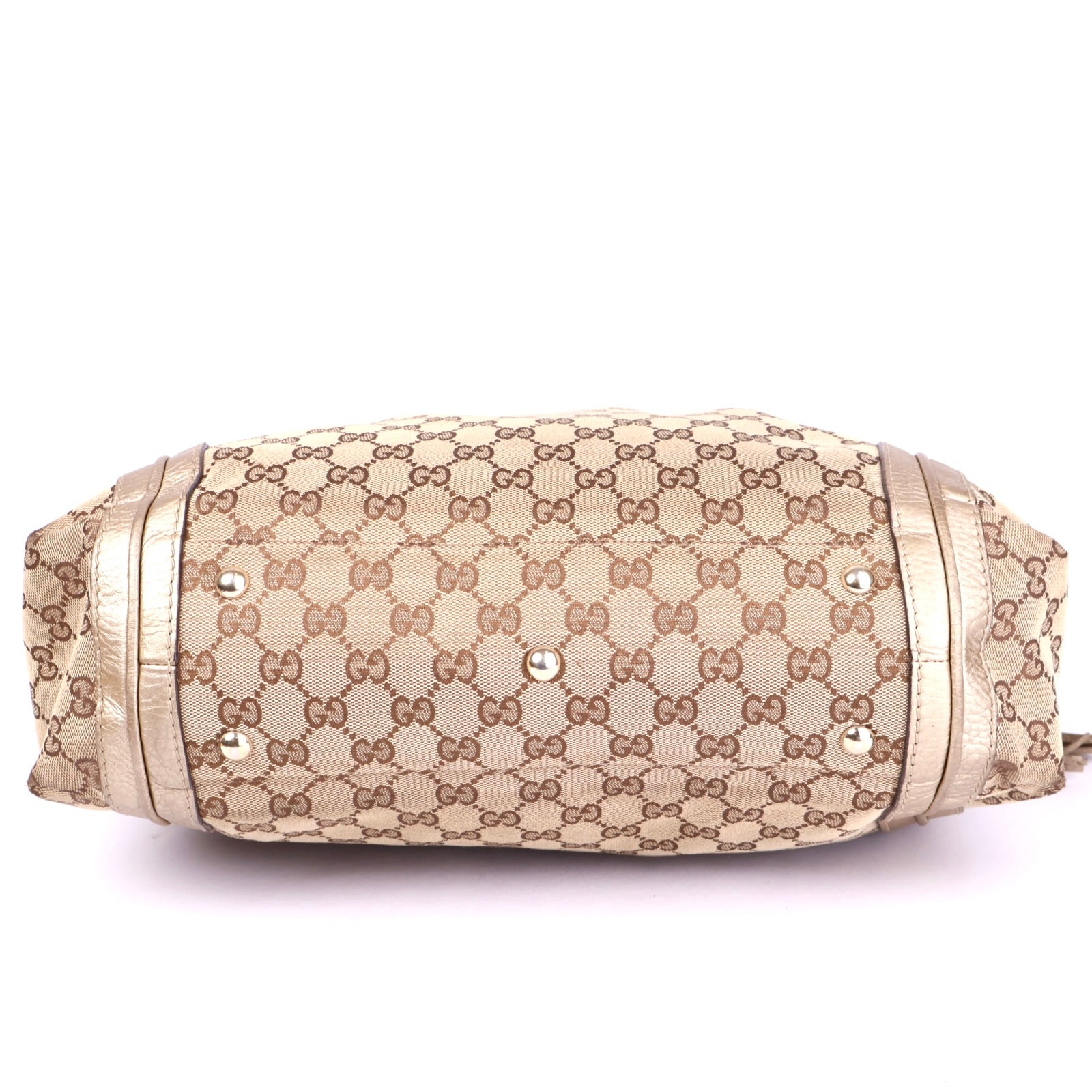 J3429 Gucci Beige/Gold GG Canvas Large Bella Hobo Bag- Pre Owned