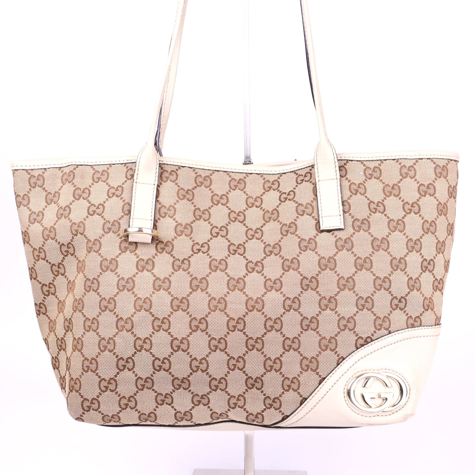 J3430 Gucci Brown GG Canvas New Britt Tote -Pre Owned