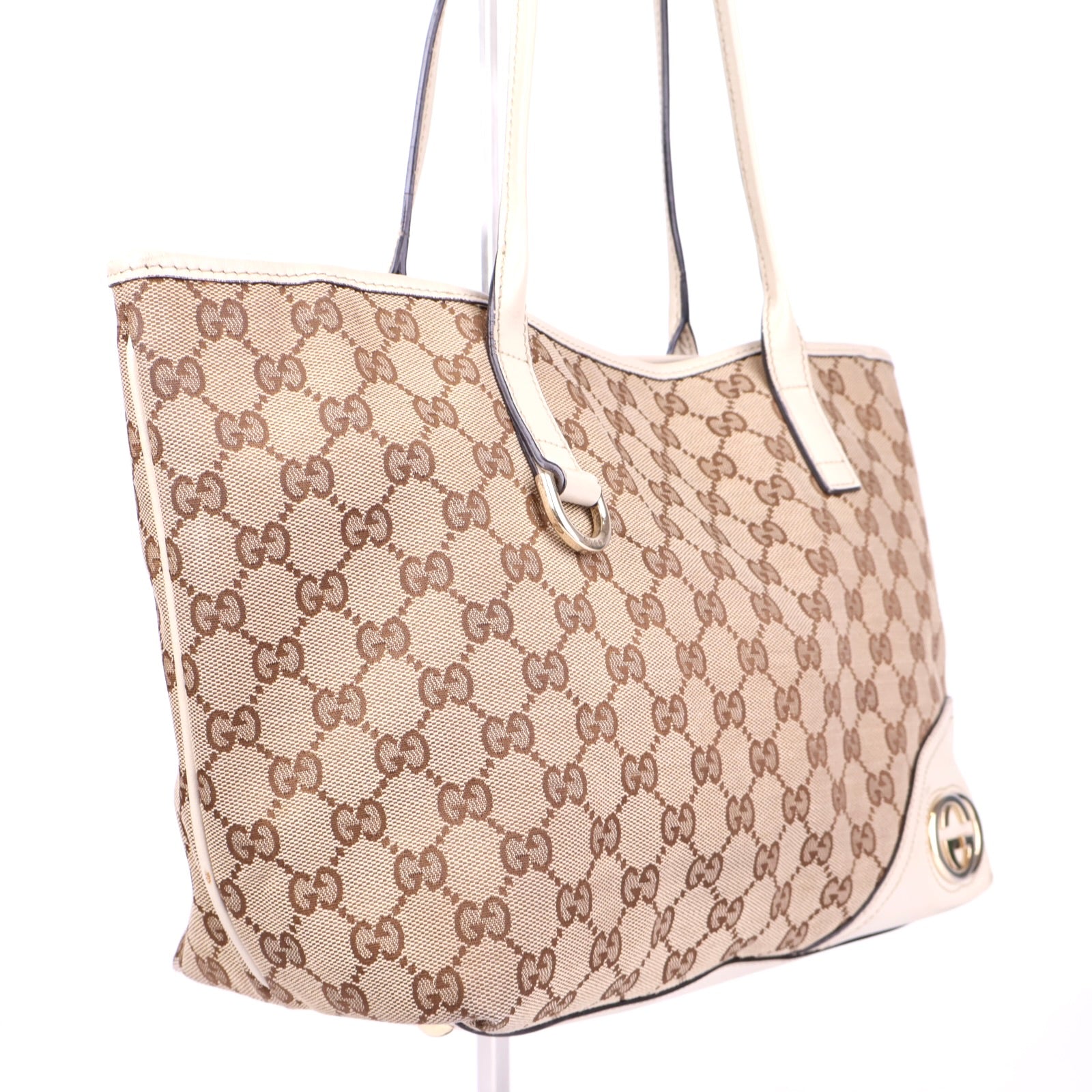 J3430 Gucci Brown GG Canvas New Britt Tote -Pre Owned