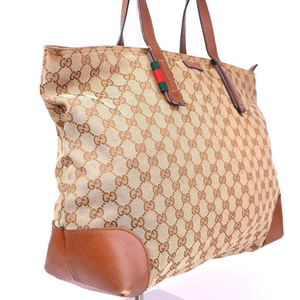 OJ3428 Gucci Diamante Canvas Craft Tote Bag- Pre Owned