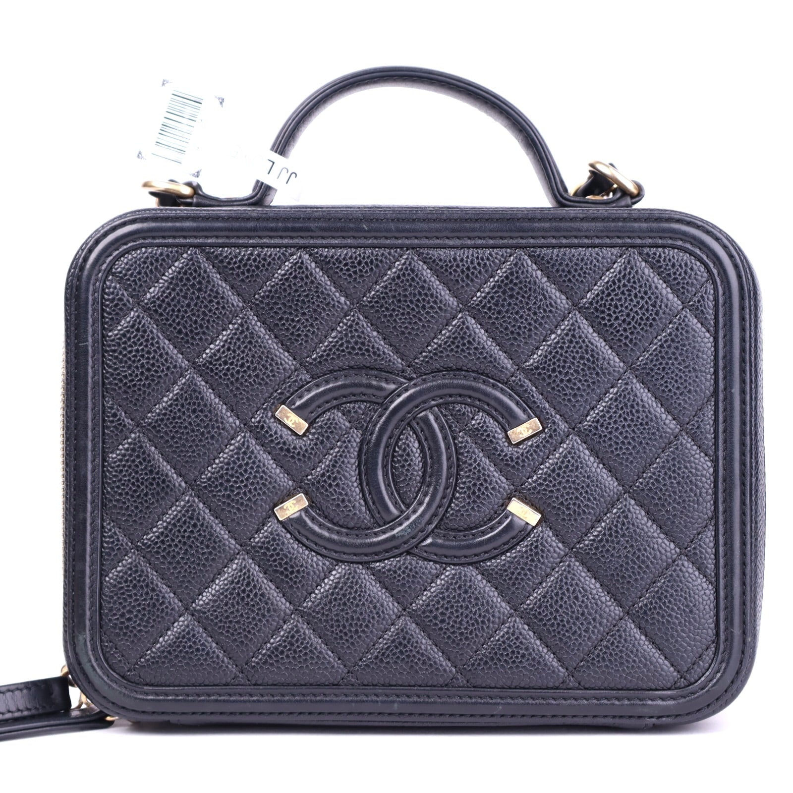 J3731 Chanel Black Caviar Filigree CC Vanity Case Bag- Pre Owned