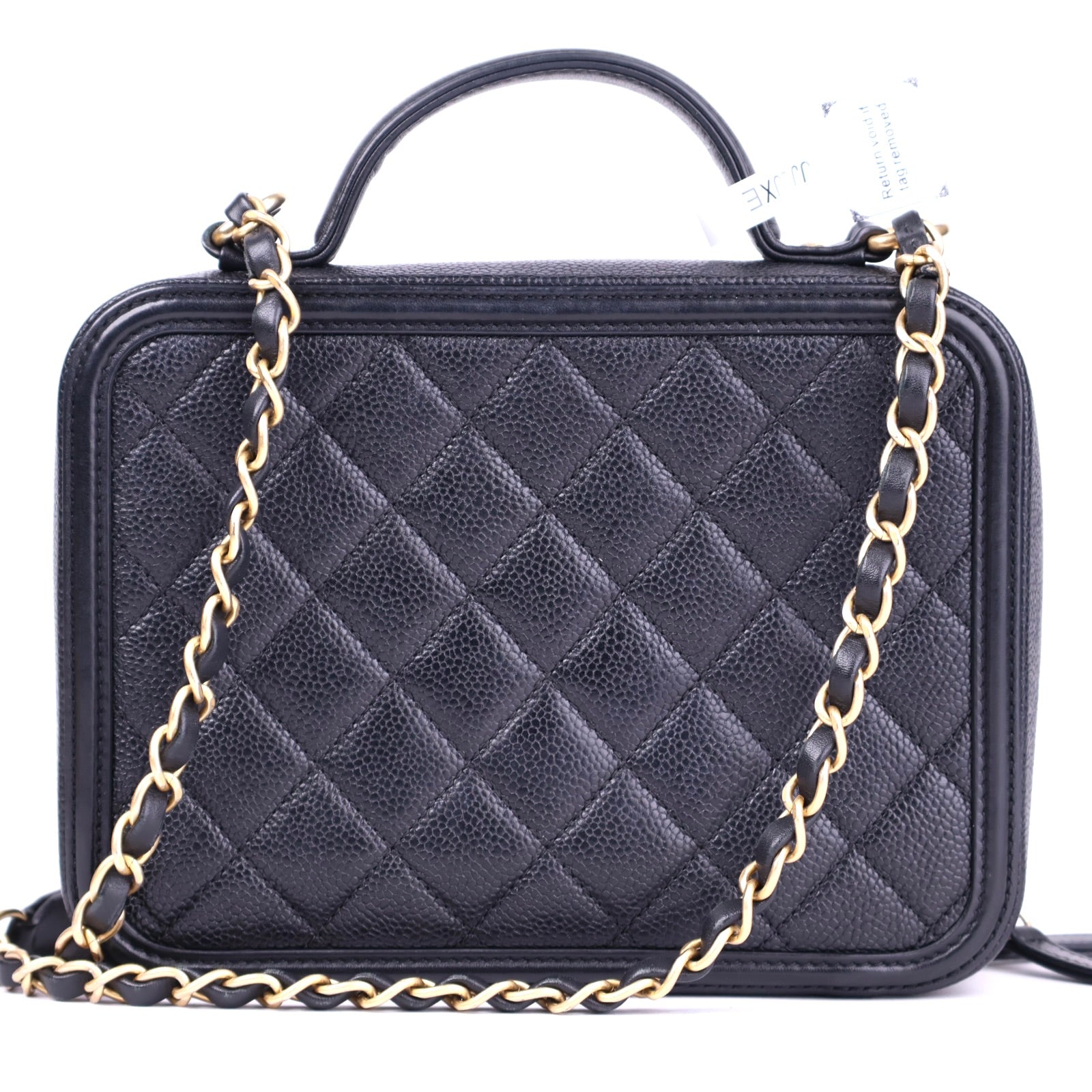 J3731 Chanel Black Caviar Filigree CC Vanity Case Bag- Pre Owned