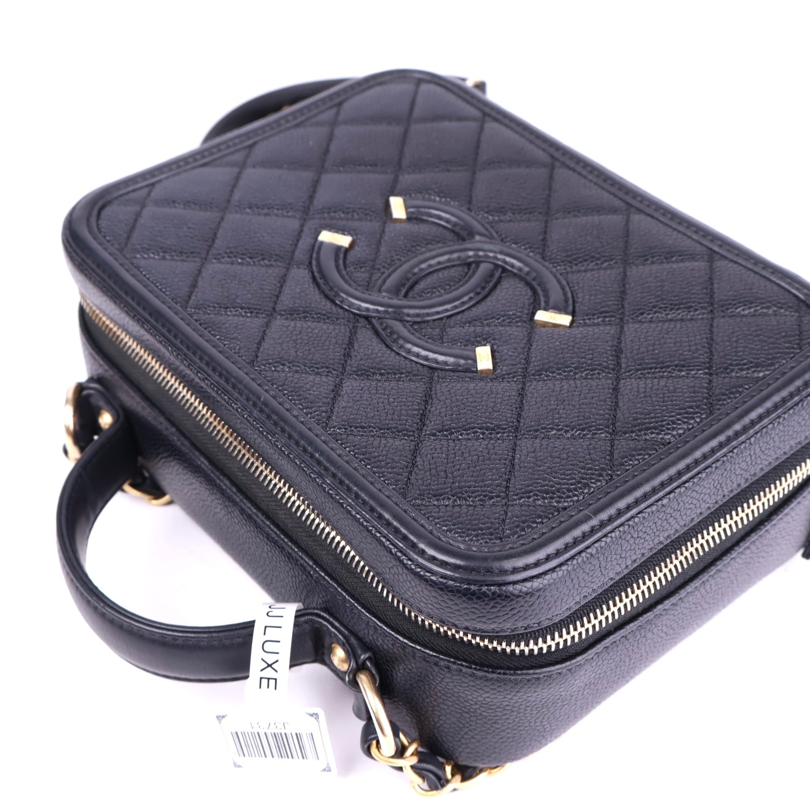 J3731 Chanel Black Caviar Filigree CC Vanity Case Bag- Pre Owned