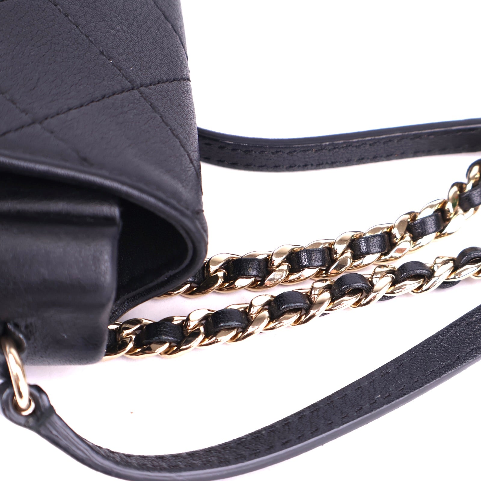 J3730 Chanel Black Diamond Stitch Leather Small Messenger Flap Bag- Pre Owned