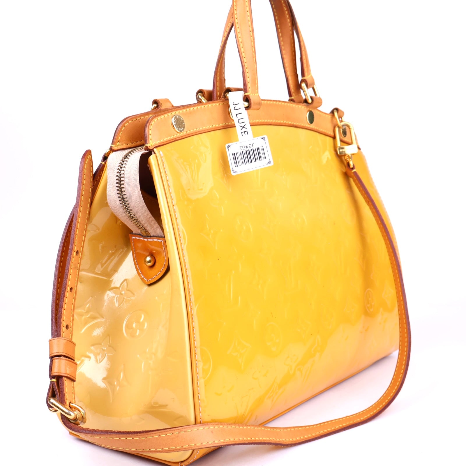 J3462 Louis Vuitton Yellow Patent Leather Brea Shoulder Bag MM- Pre Owned