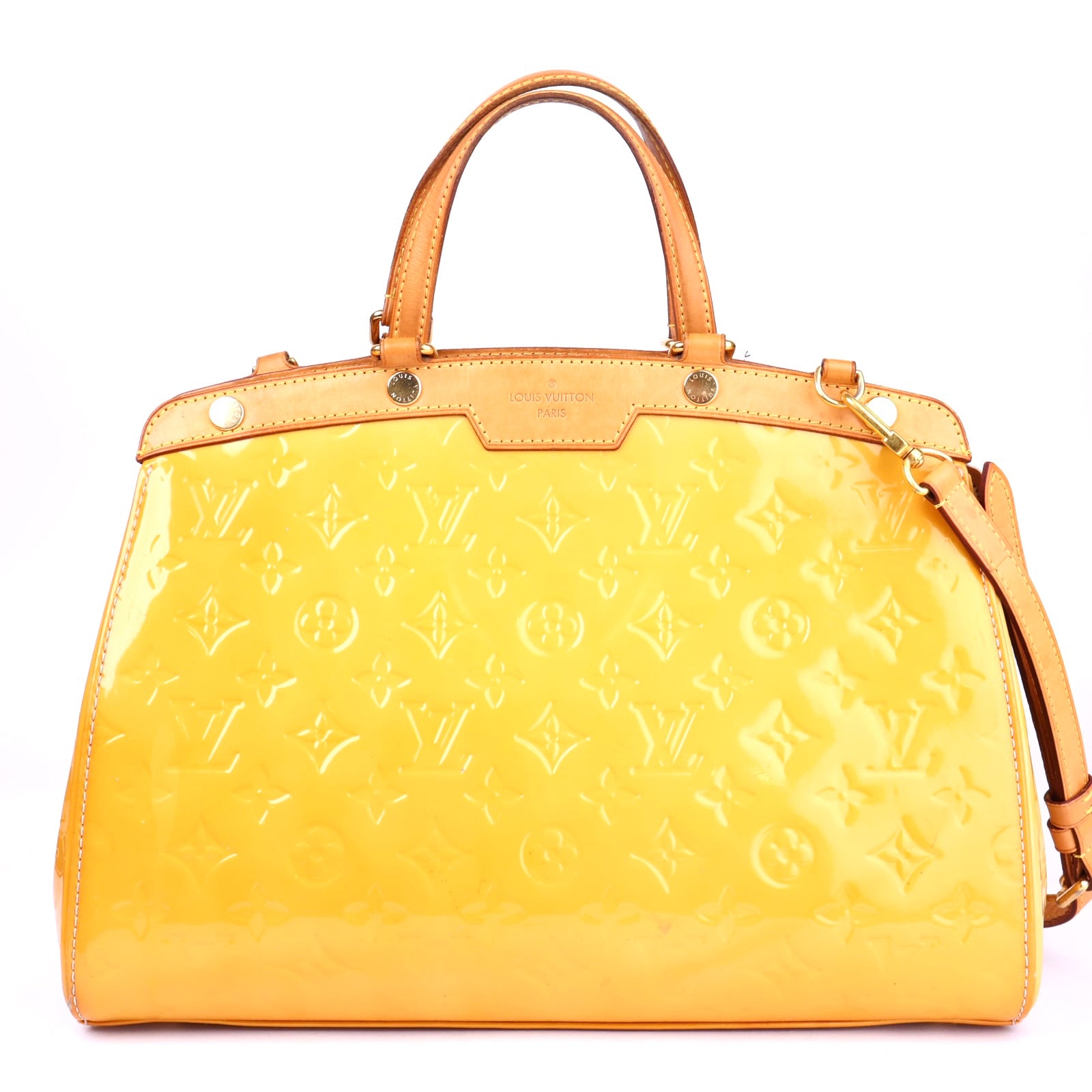 J3462 Louis Vuitton Yellow Patent Leather Brea Shoulder Bag MM- Pre Owned