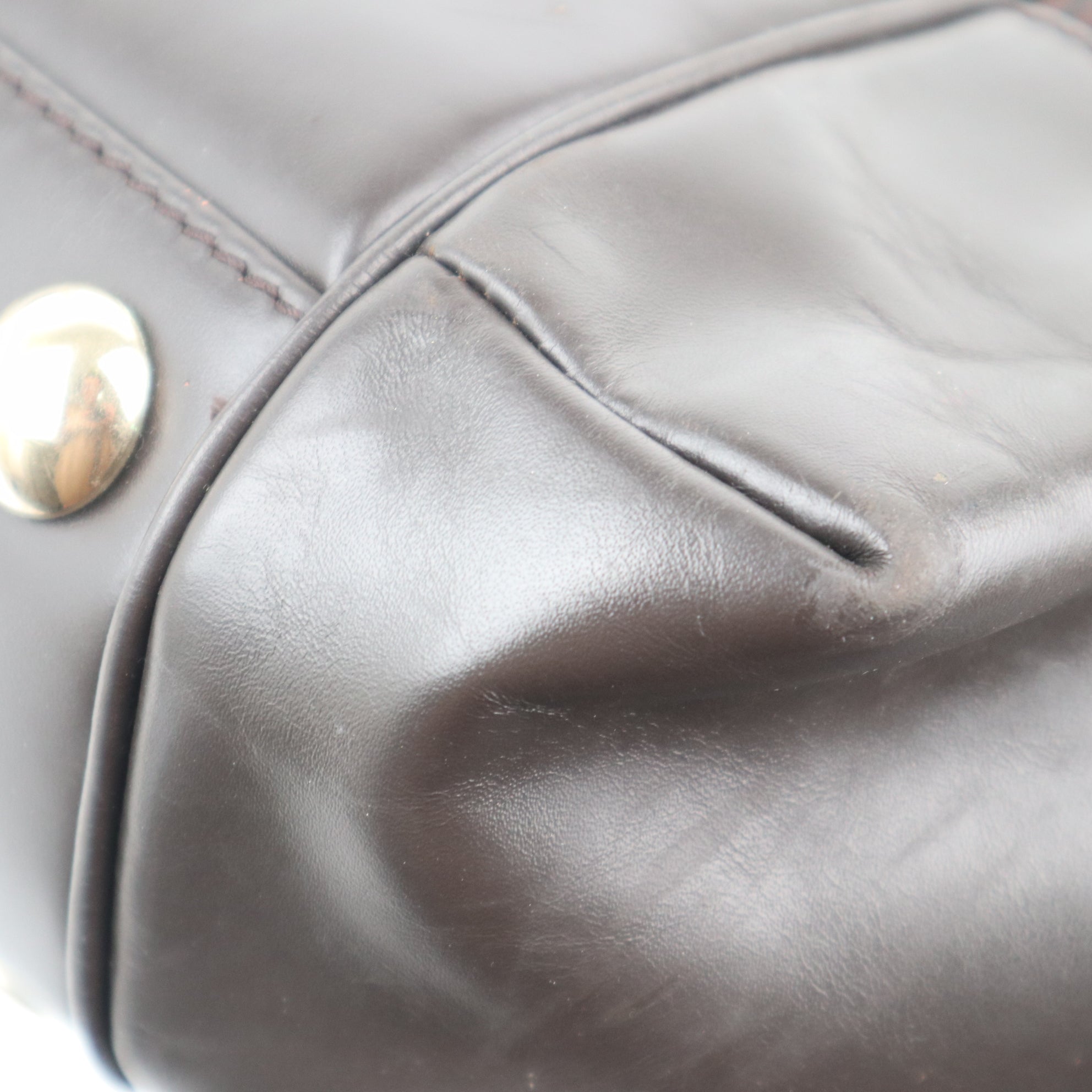 C2118 Gucci Shoulder Bag Full Moon Tote | Pre-Owned Excellent Dark Brown GG nylon