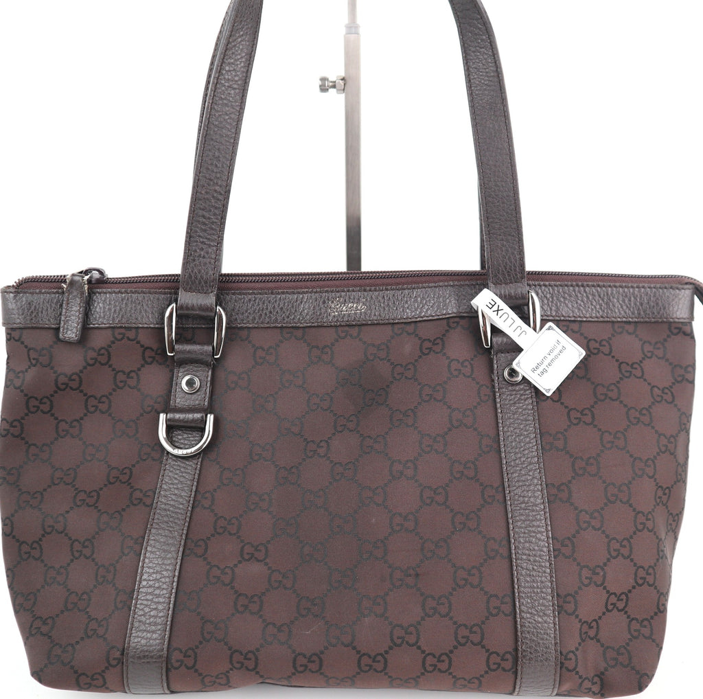 C2120 Gucci Tote Bag Abbey D-Ring | Pre-Owned Excellent Brown GG canvas