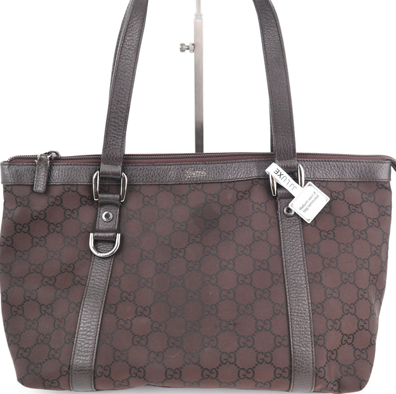 C2120 Gucci Tote Bag Abbey D-Ring | Pre-Owned Excellent Brown GG canvas
