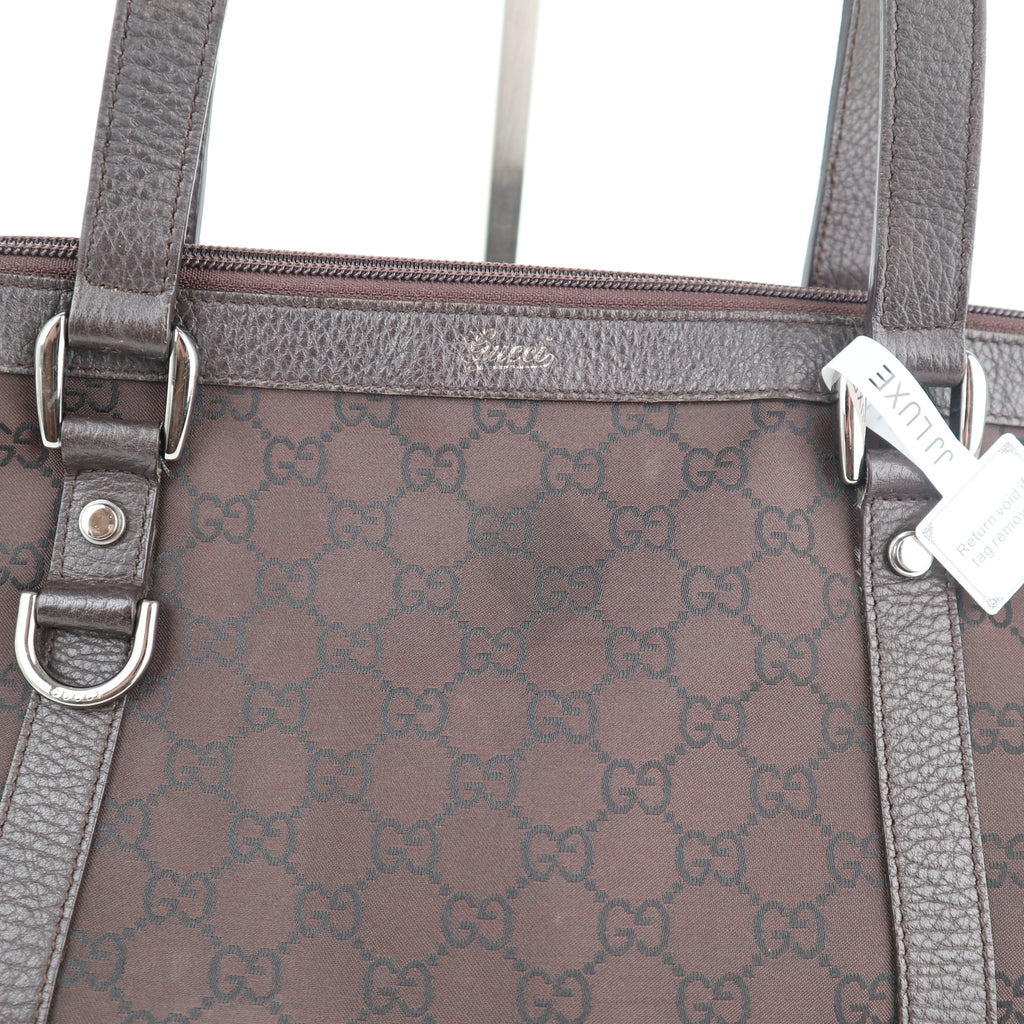C2120 Gucci Tote Bag Abbey D-Ring | Pre-Owned Excellent Brown GG canvas