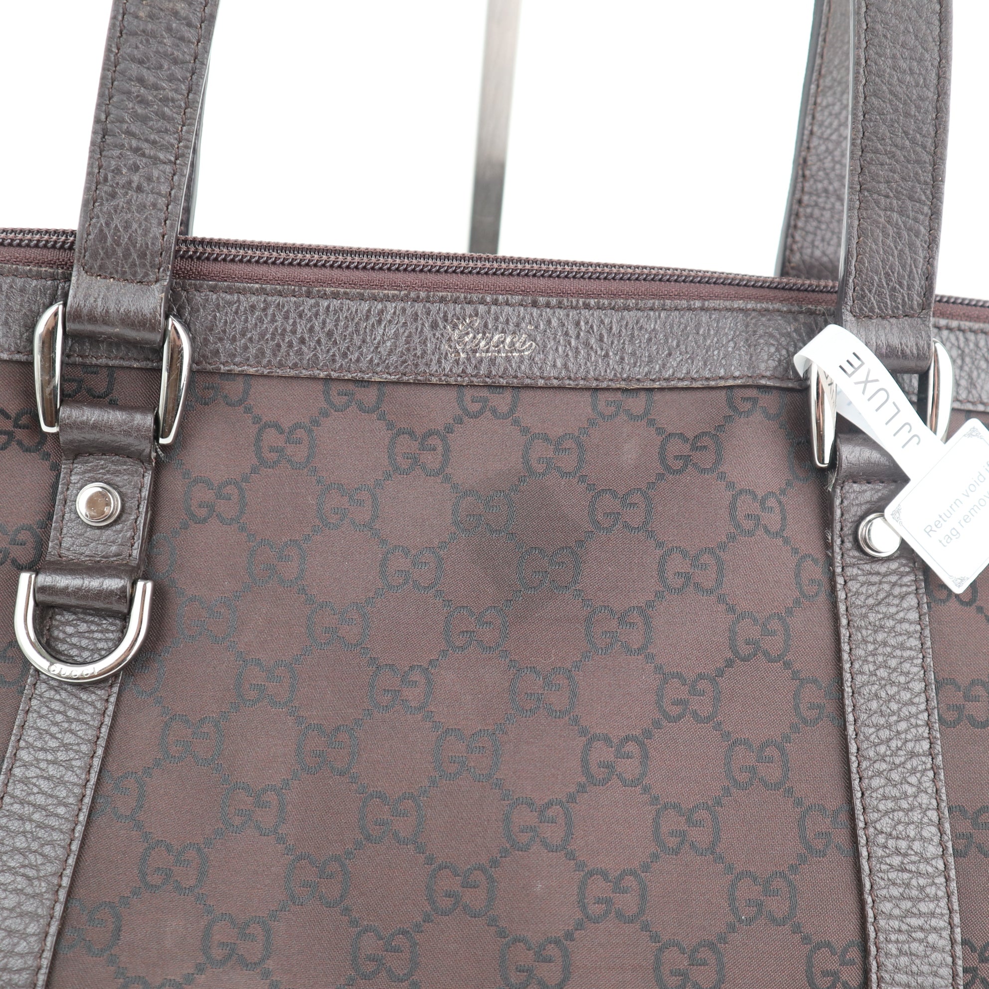 C2120 Gucci Tote Bag Abbey D-Ring | Pre-Owned Excellent Brown GG canvas