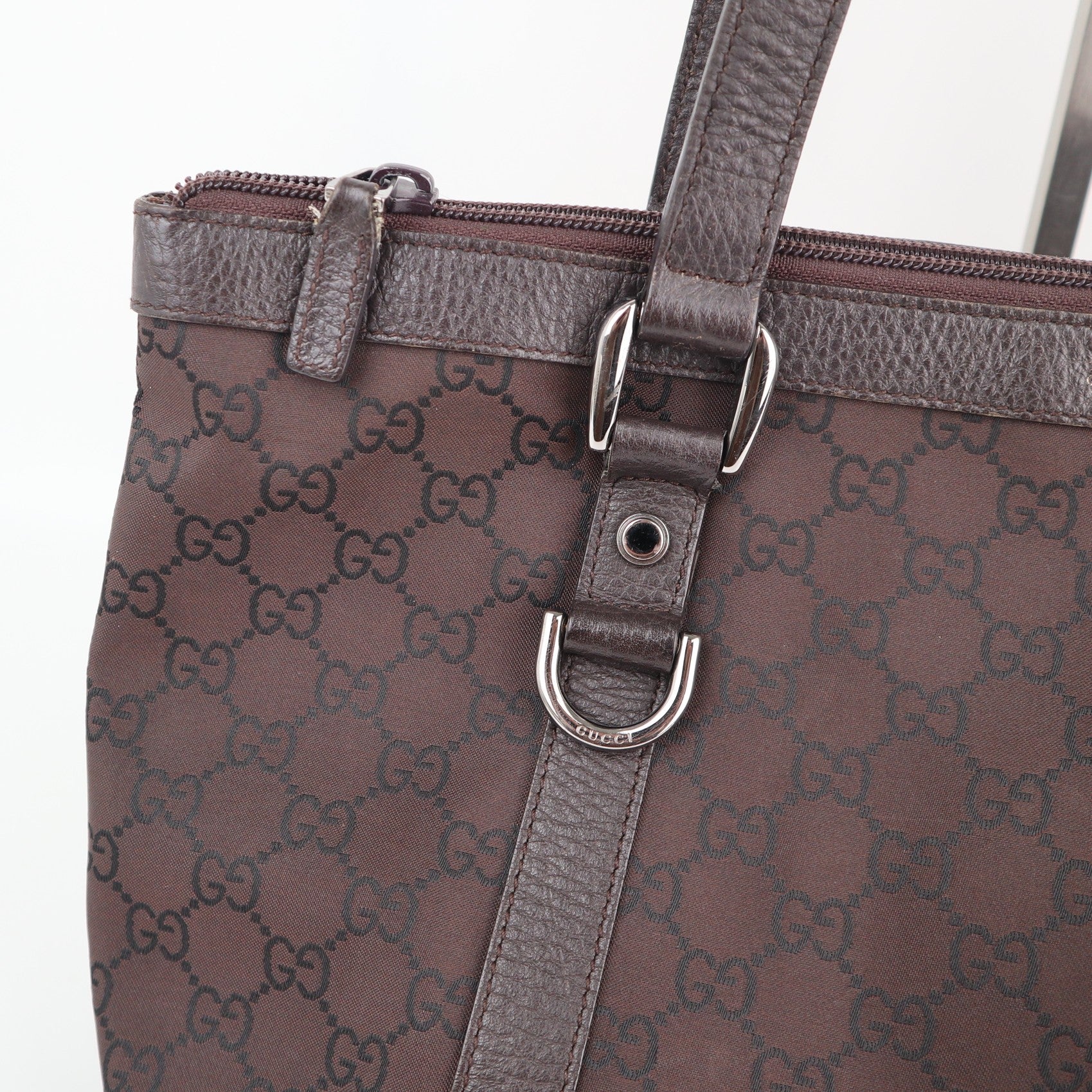 C2120 Gucci Tote Bag Abbey D-Ring | Pre-Owned Excellent Brown GG canvas