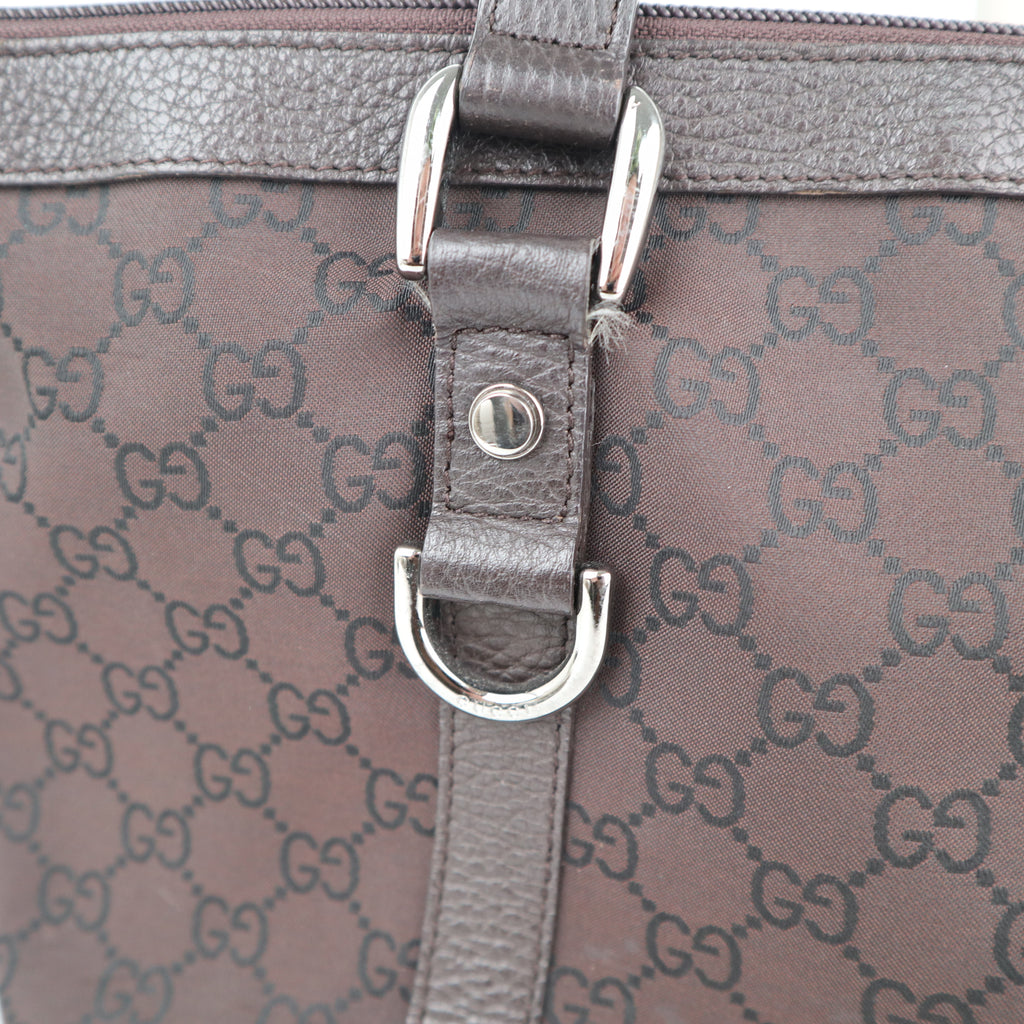 C2120 Gucci Tote Bag Abbey D-Ring | Pre-Owned Excellent Brown GG canvas