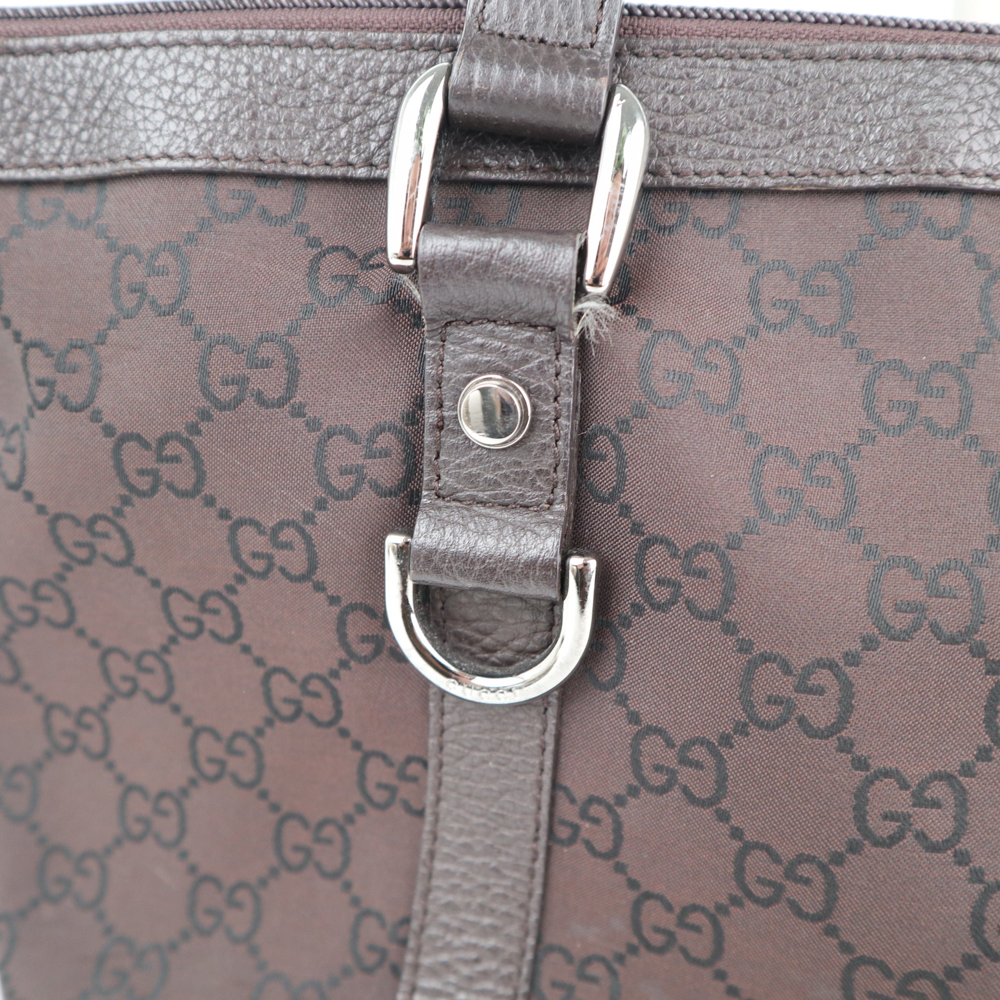C2120 Gucci Tote Bag Abbey D-Ring | Pre-Owned Excellent Brown GG canvas