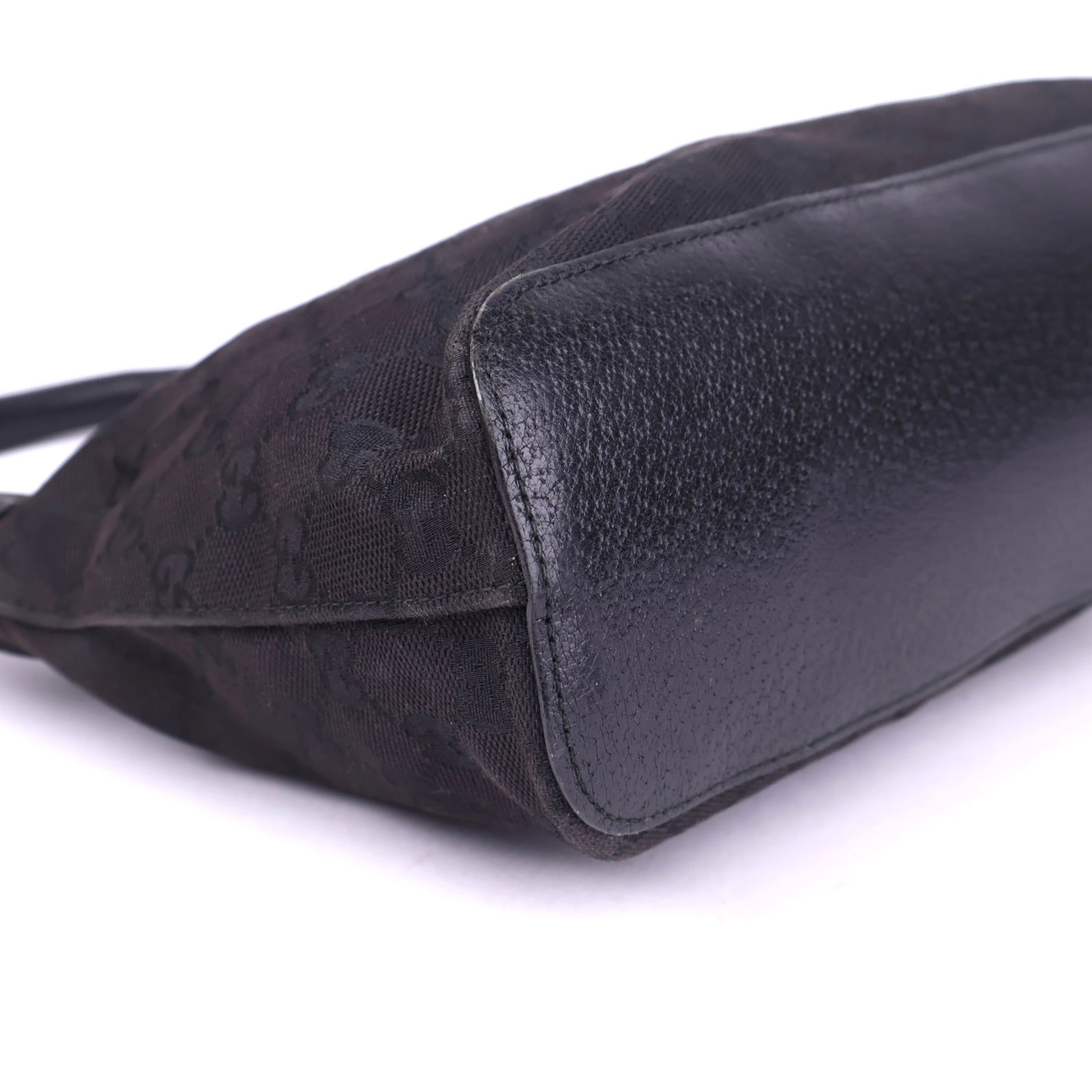 J2051 Gucci Black Monogram Canvas Hobo Bag- Pre Owned