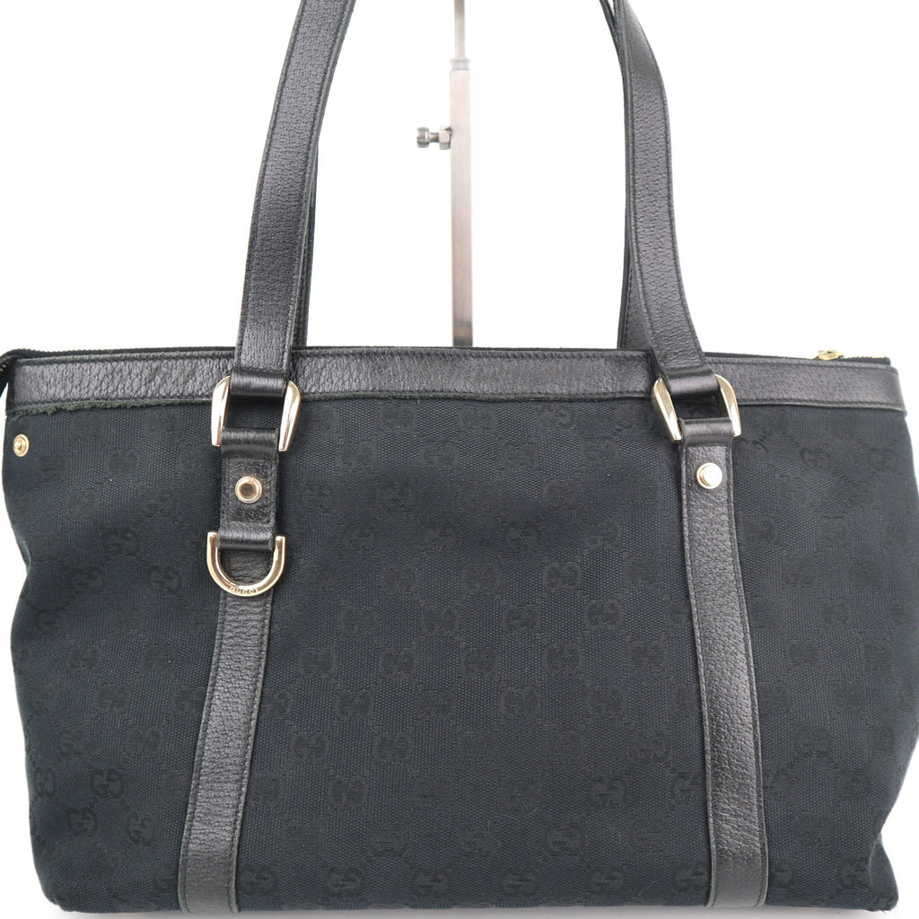 C2121 Gucci Tote Bag Abbey D-Ring | Pre-Owned Excellent Black GG canvas