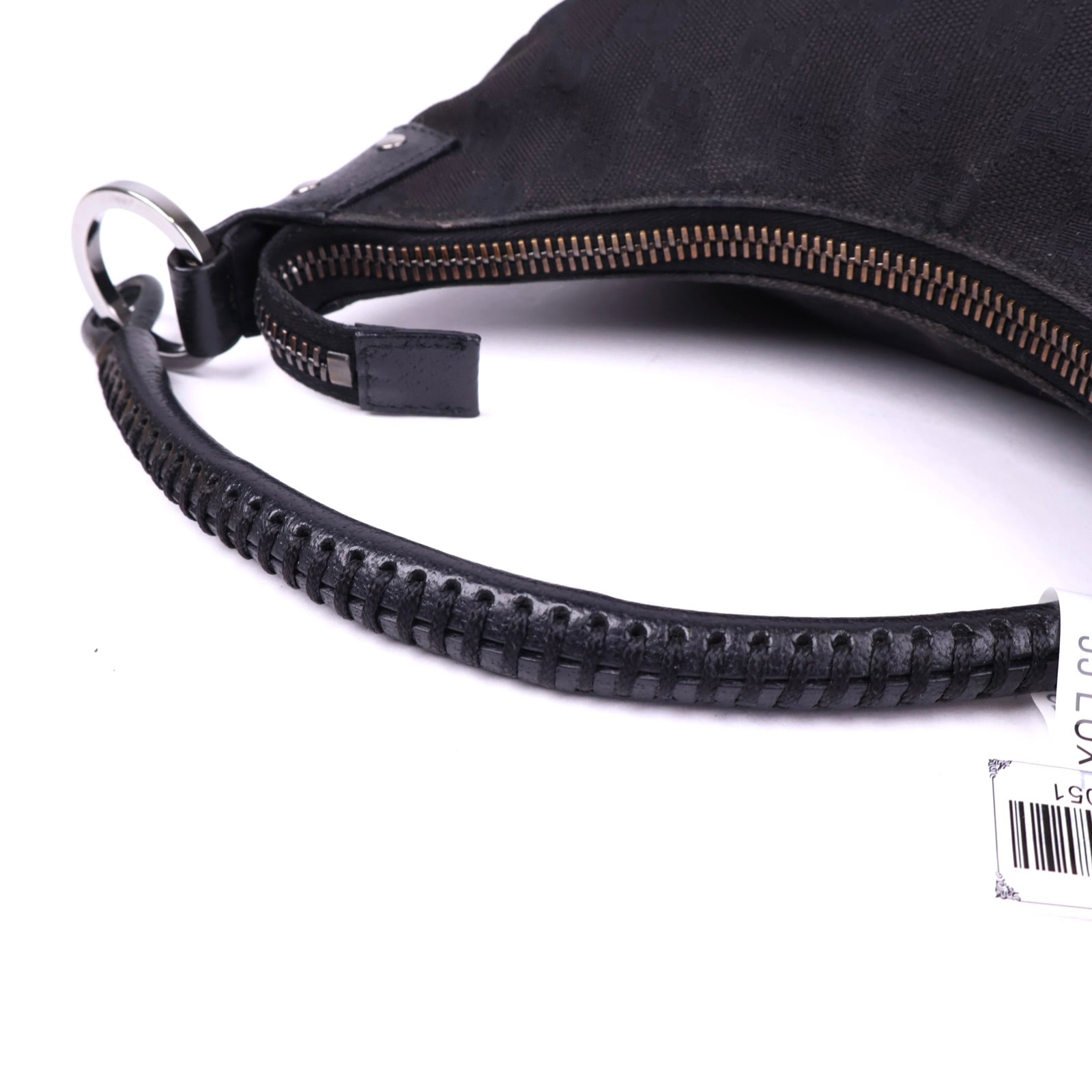 J2051 Gucci Black Monogram Canvas Hobo Bag- Pre Owned