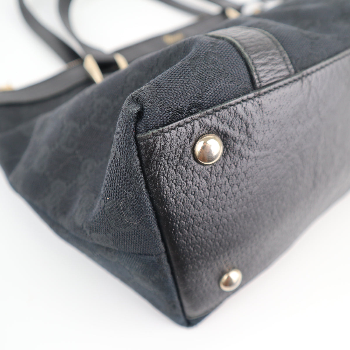 C2121 Gucci Tote Bag Abbey D-Ring | Pre-Owned Excellent Black GG canvas