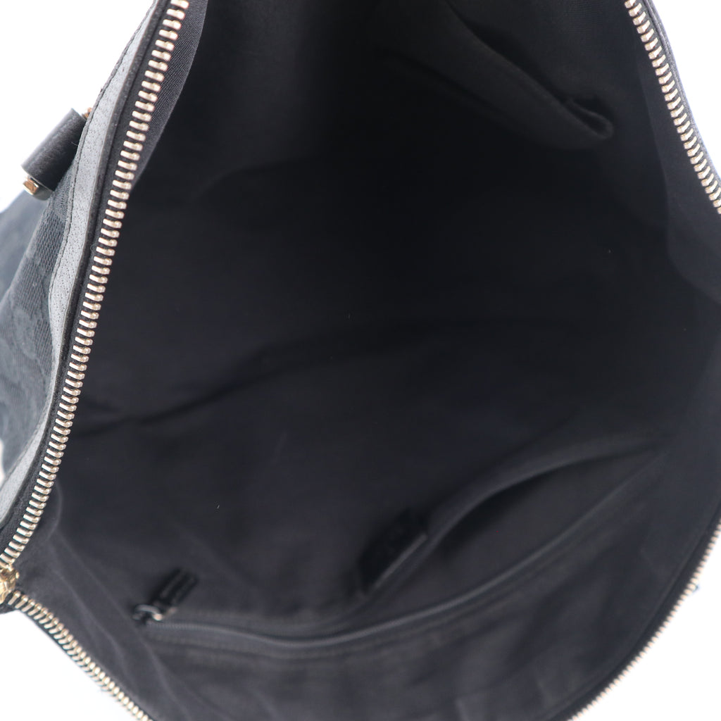 C2121 Gucci Tote Bag Abbey D-Ring | Pre-Owned Excellent Black GG canvas