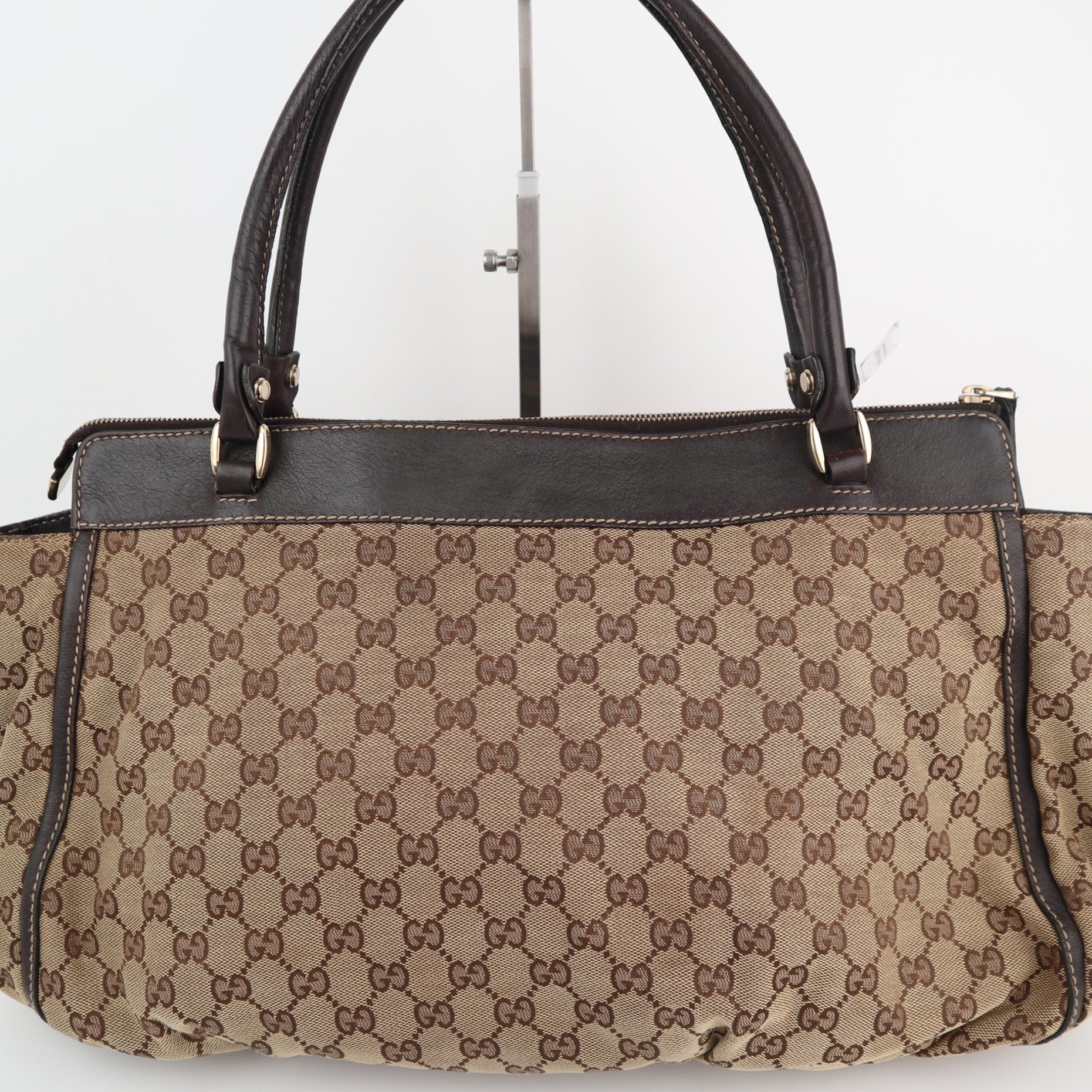 C2124 Gucci Tote Bag Abbey D-Ring Zip | Pre-Owned Very Good GG canvas