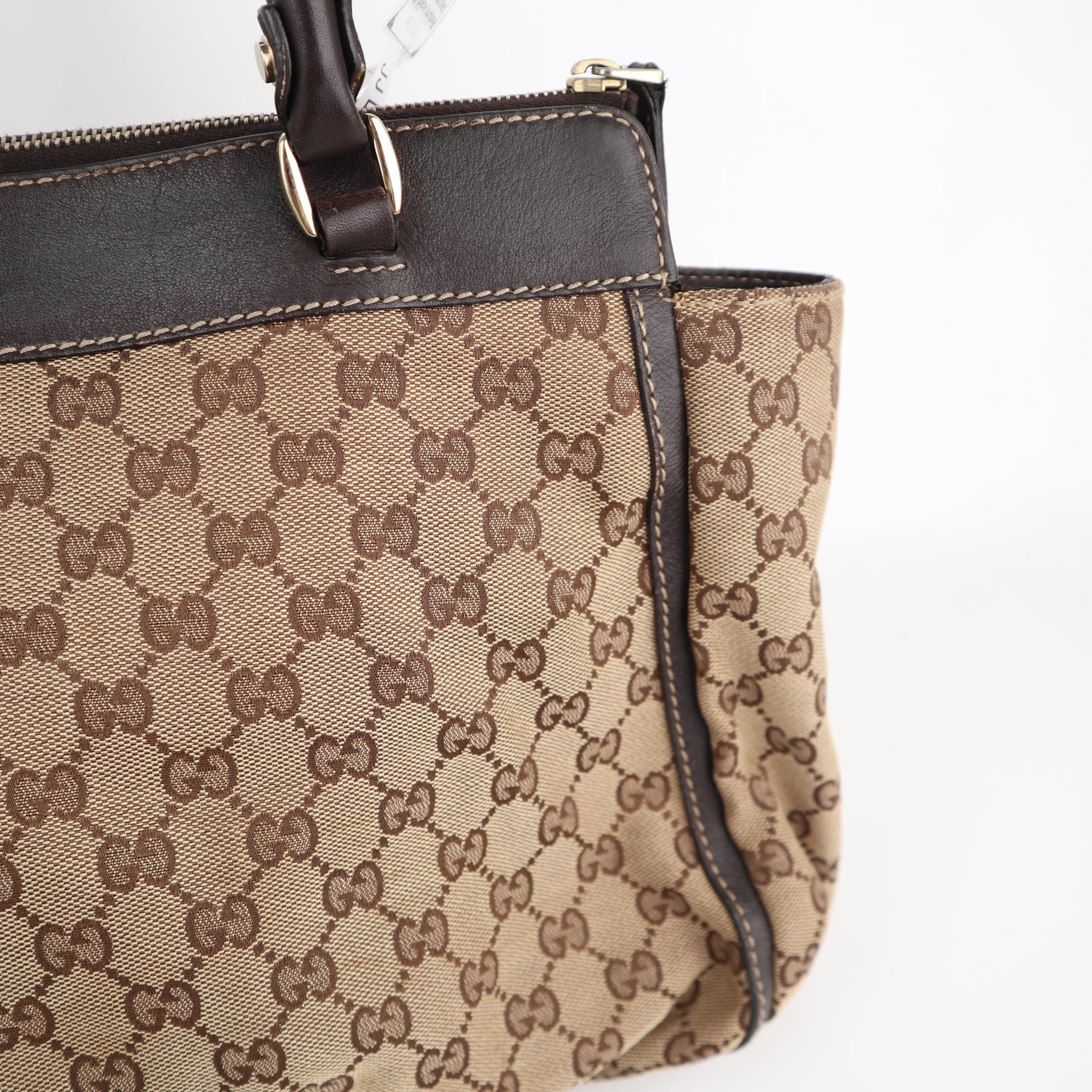 C2124 Gucci Tote Bag Abbey D-Ring Zip | Pre-Owned Very Good GG canvas
