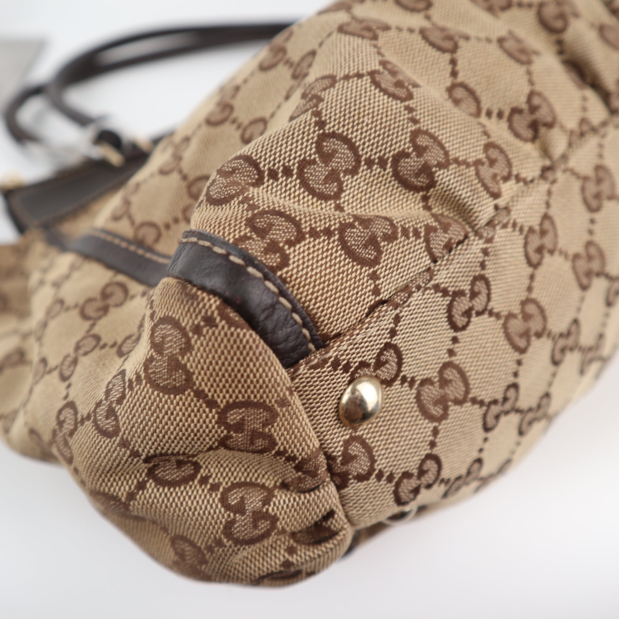 C2124 Gucci Tote Bag Abbey D-Ring Zip | Pre-Owned Very Good GG canvas