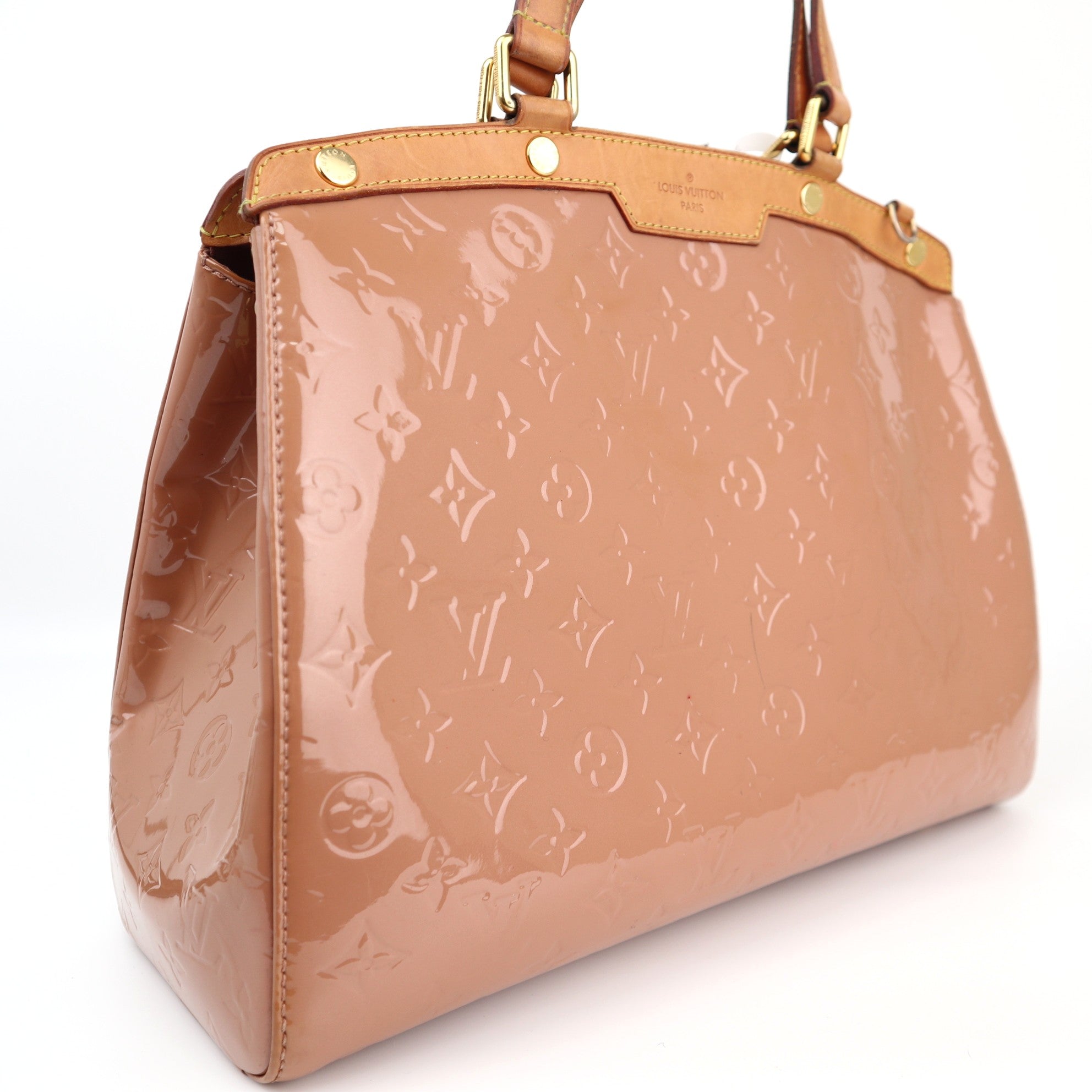 C1322 Louis Vuitton Beige Poudre Monogram Vernis Brea Rose Velours Bag-Pre Owned