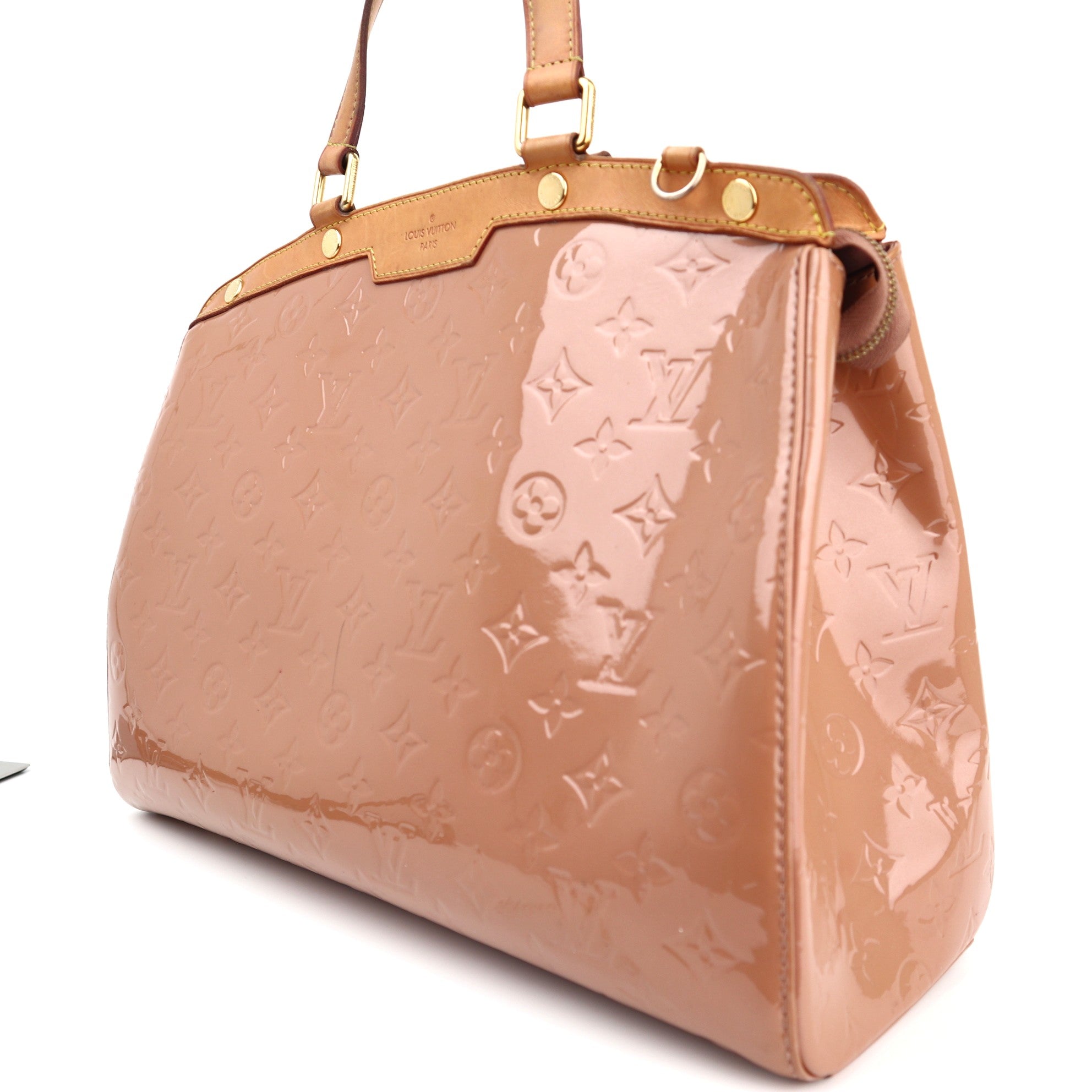 C1322 Louis Vuitton Beige Poudre Monogram Vernis Brea Rose Velours Bag-Pre Owned
