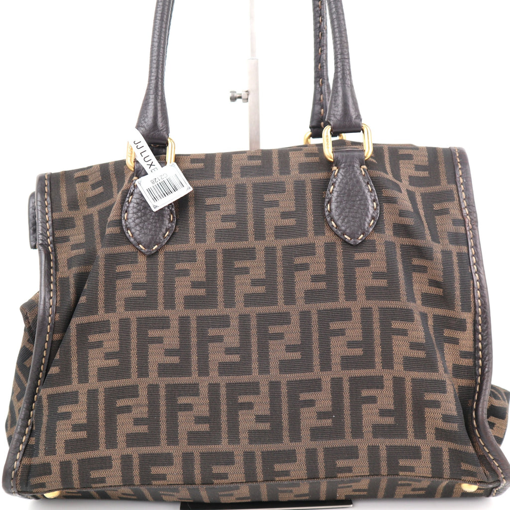 C2128 Fendi Shoulder Bag Canvas Zucca Selleria Firenze Frame Bag | Pre-Owned Very Good Brown Zucca canvas