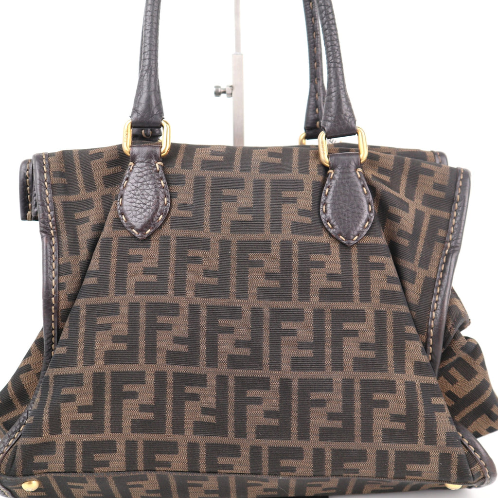 C2128 Fendi Shoulder Bag Canvas Zucca Selleria Firenze Frame Bag | Pre-Owned Very Good Brown Zucca canvas