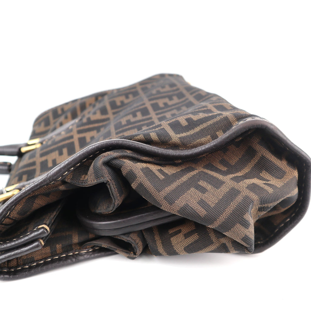C2128 Fendi Shoulder Bag Canvas Zucca Selleria Firenze Frame Bag | Pre-Owned Very Good Brown Zucca canvas