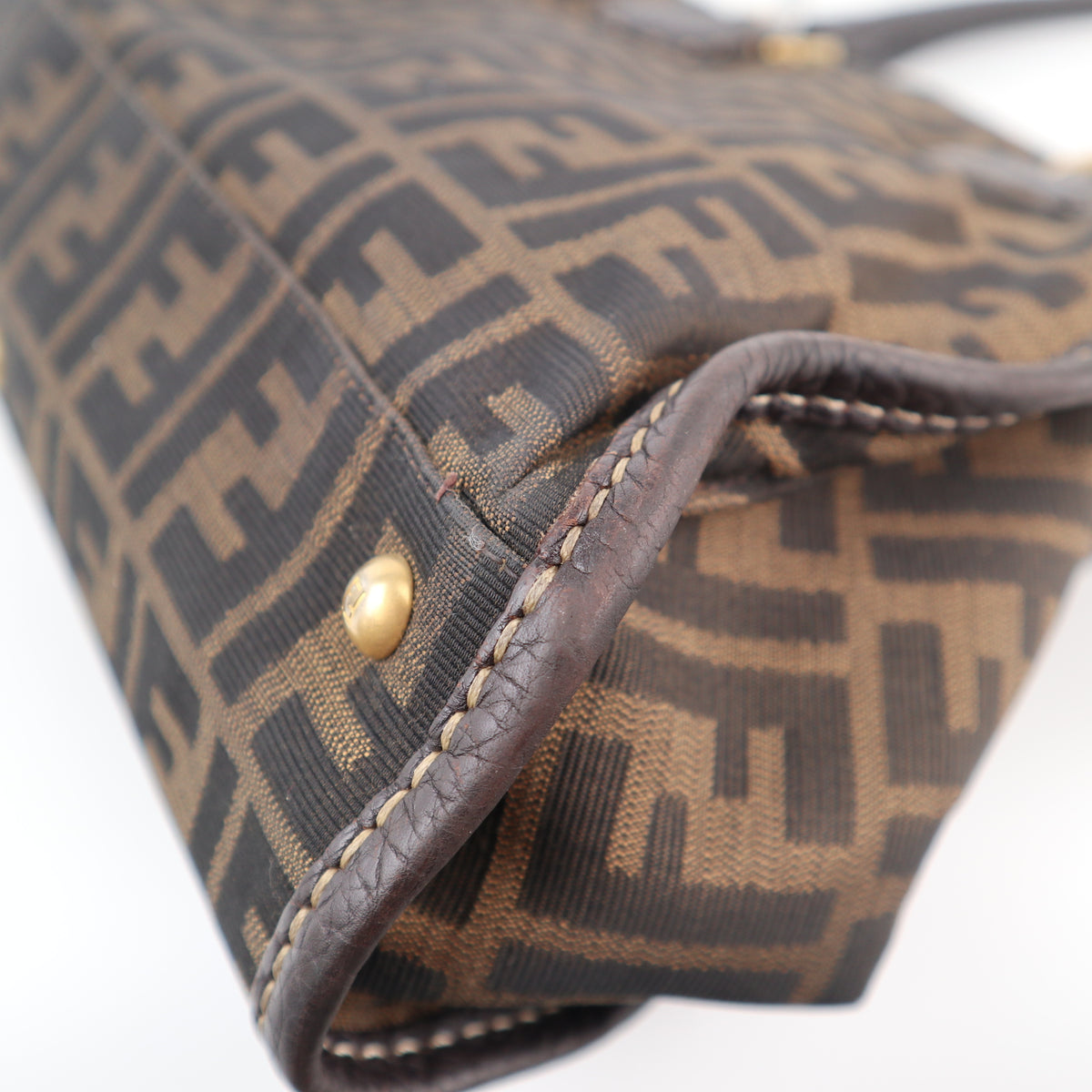 C2128 Fendi Shoulder Bag Canvas Zucca Selleria Firenze Frame Bag | Pre-Owned Very Good Brown Zucca canvas