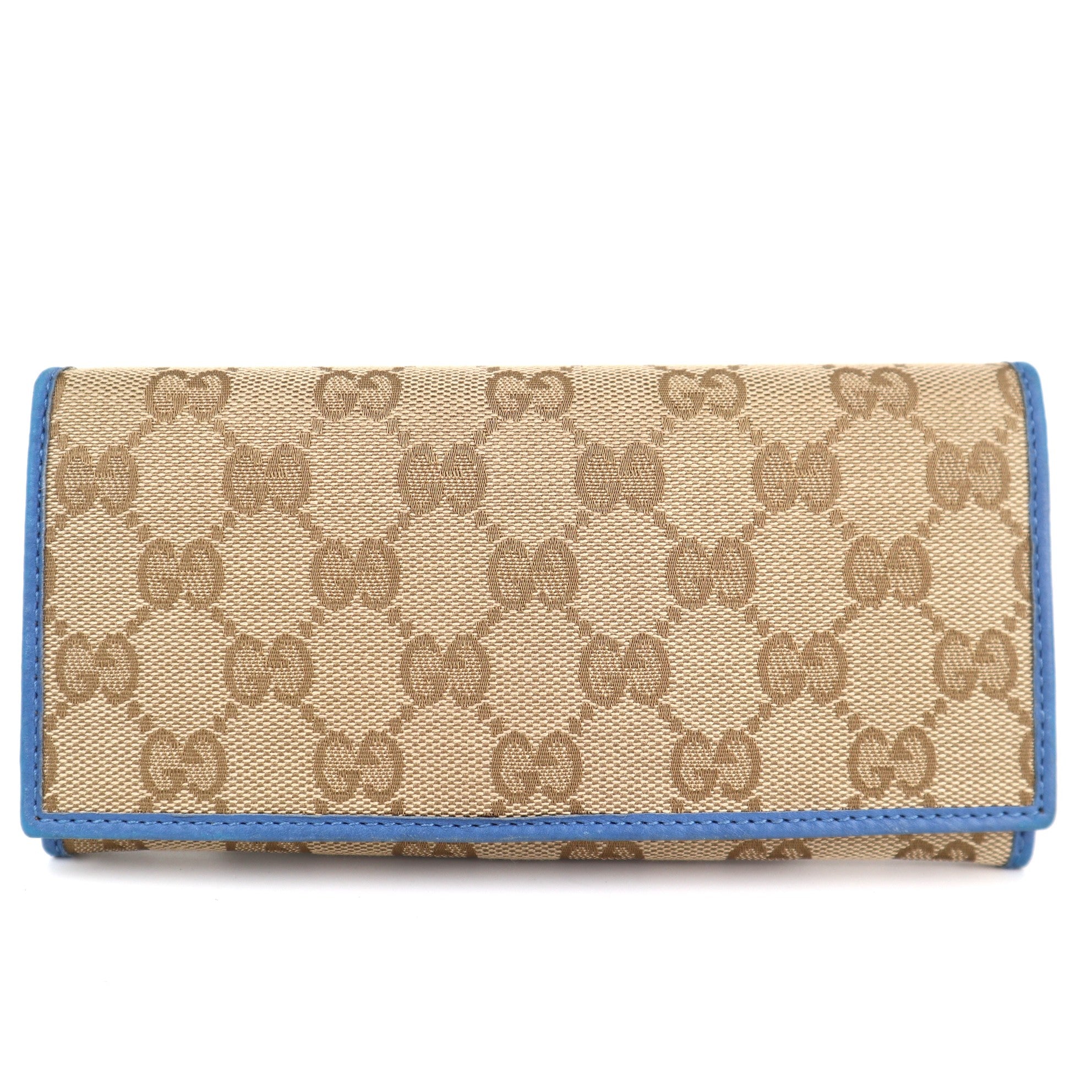 C2132 Gucci Wallet leather Blue | Pre-Owned Excellent Blue Original GG canvas