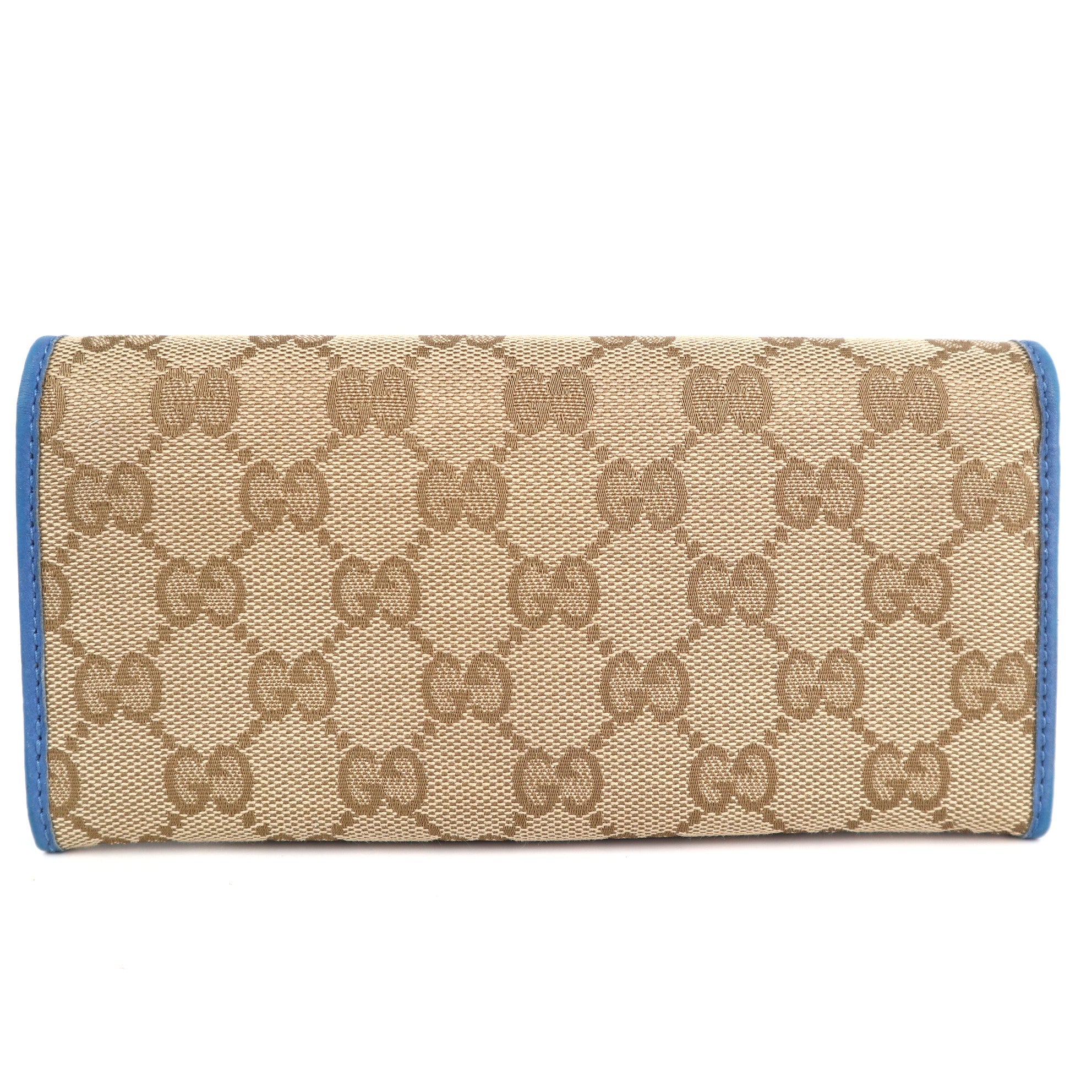 C2132 Gucci Wallet leather Blue | Pre-Owned Excellent Blue Original GG canvas