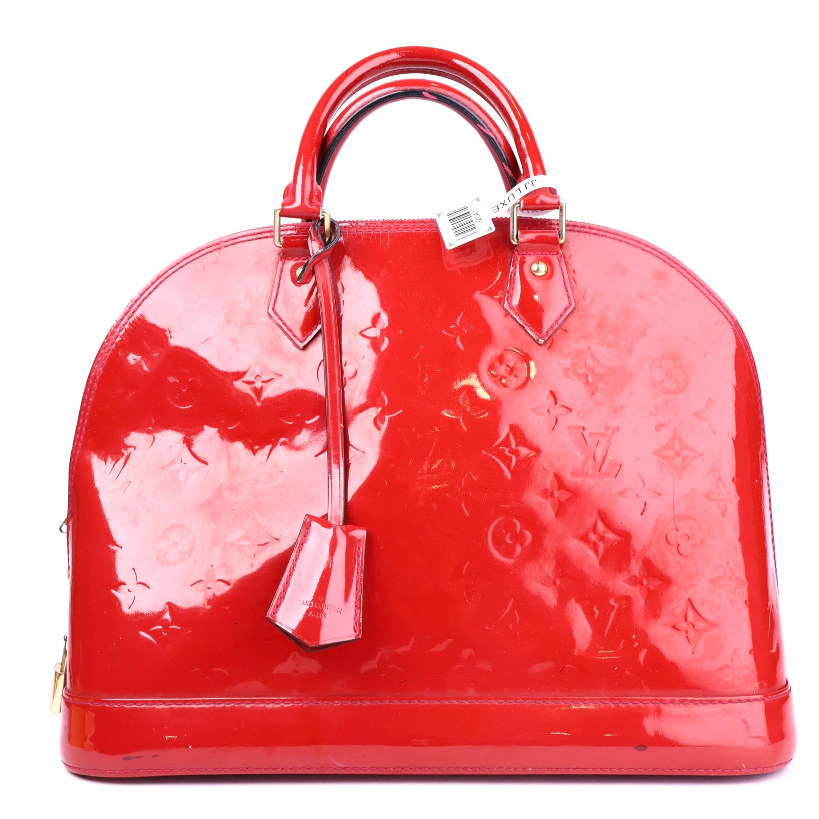 J2041 Louis Vuitton Rouge Grenadine Monogram Vernis Alma GM Bag- Pre Owned