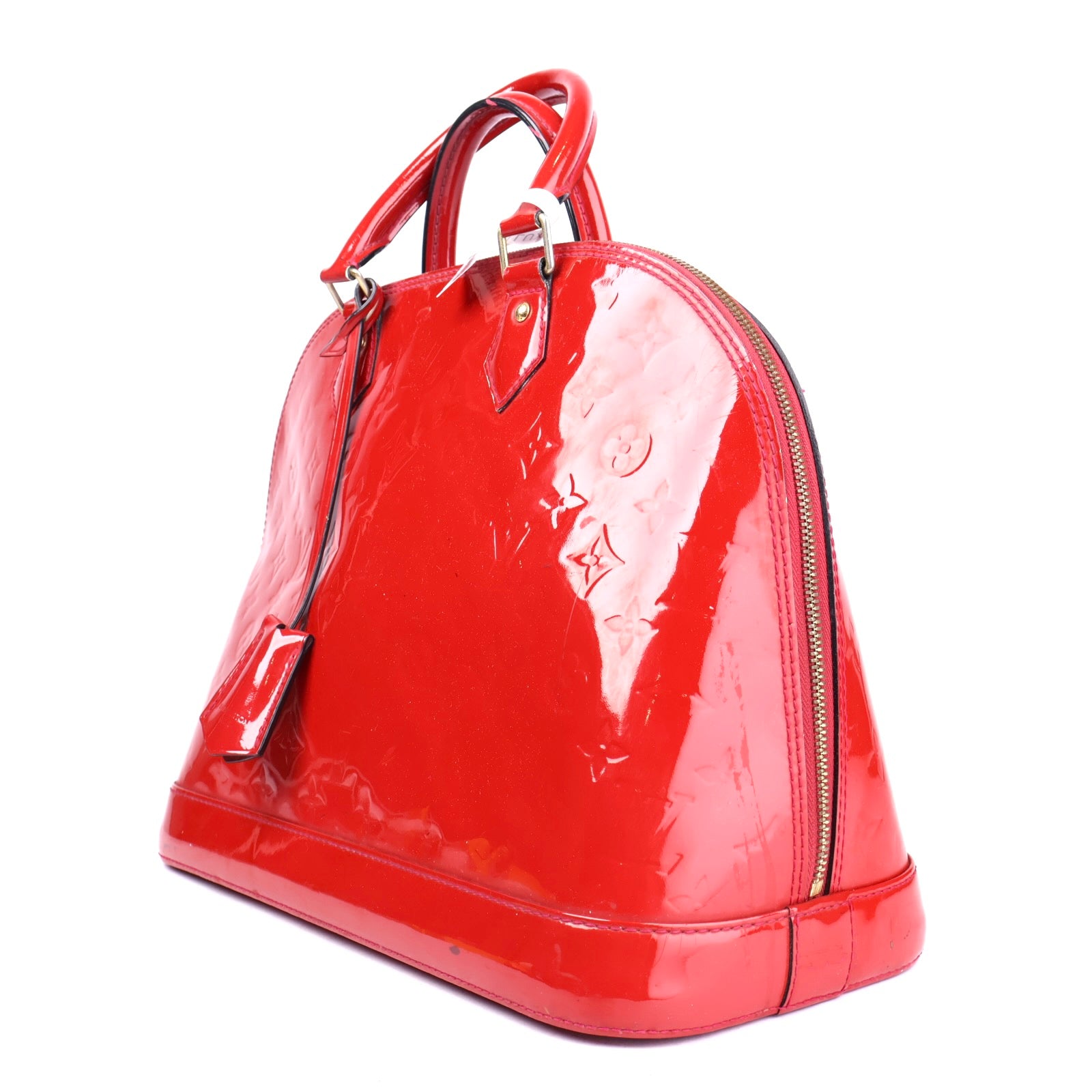 J2041 Louis Vuitton Rouge Grenadine Monogram Vernis Alma GM Bag- Pre Owned