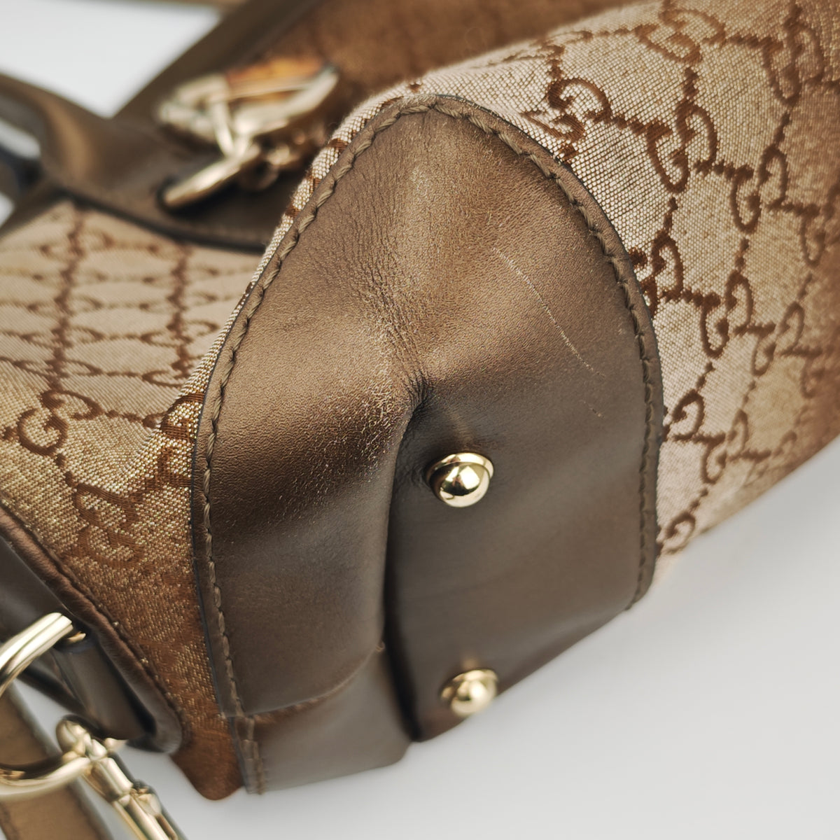 C2859 Gucci Shoulder Satchel Bag GG Lurex Heart Bit Satchel / Boston Bag | Pre-Owned Very Good Lurex Heart