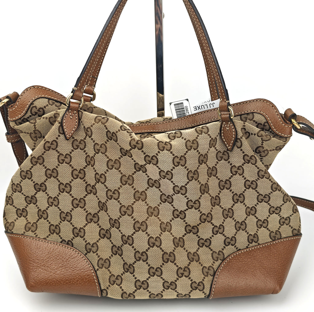 C2860 Gucci Shoulder Satchel Bag Bree GG Canvas Tote / Satchel | Pre-Owned Very Good Brown Canvas GG Monogram