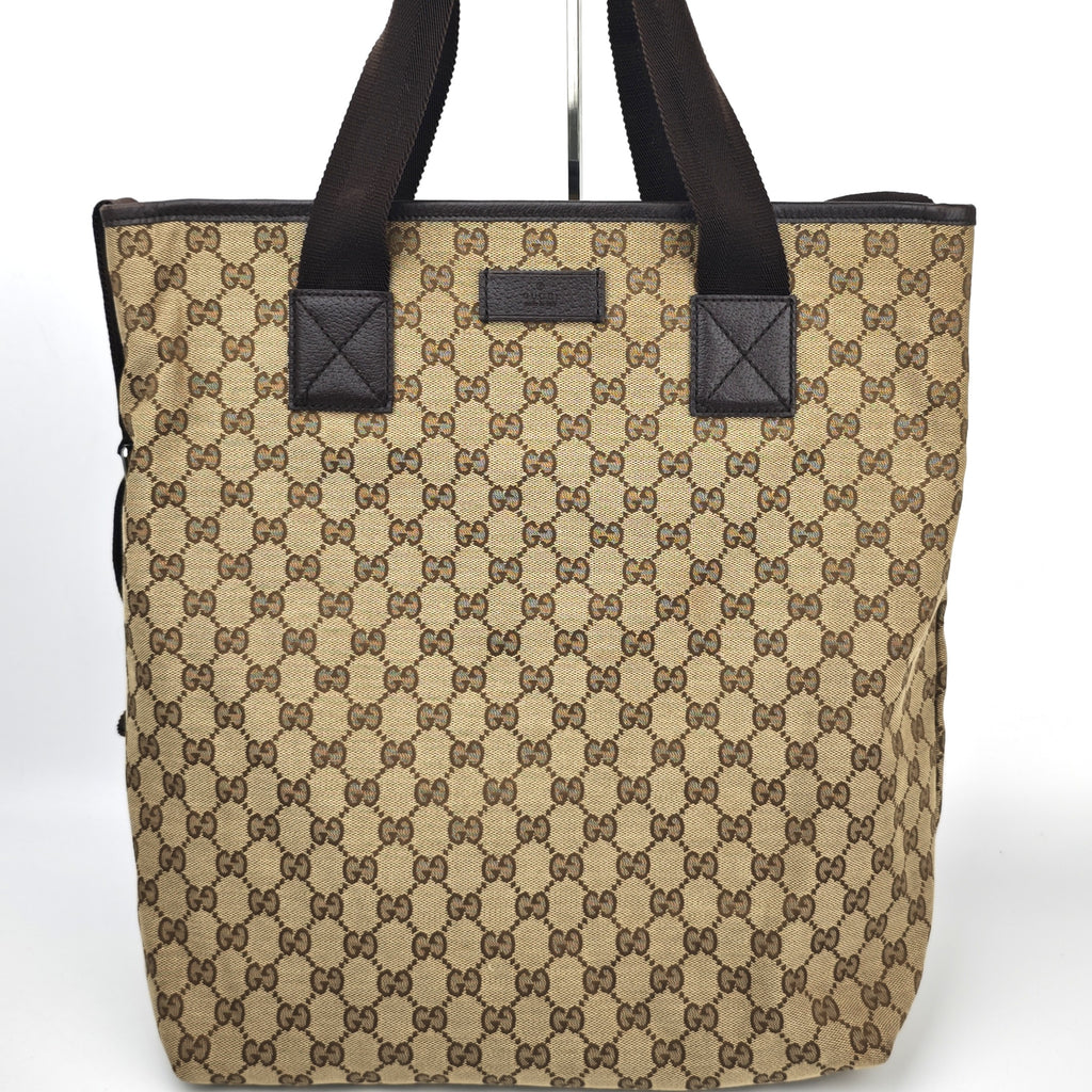 C2862 Gucci Tote Bag GG Canvas Vertical 2-Way Tote | Pre-Owned Excellent Brown Canvas GG Monogram