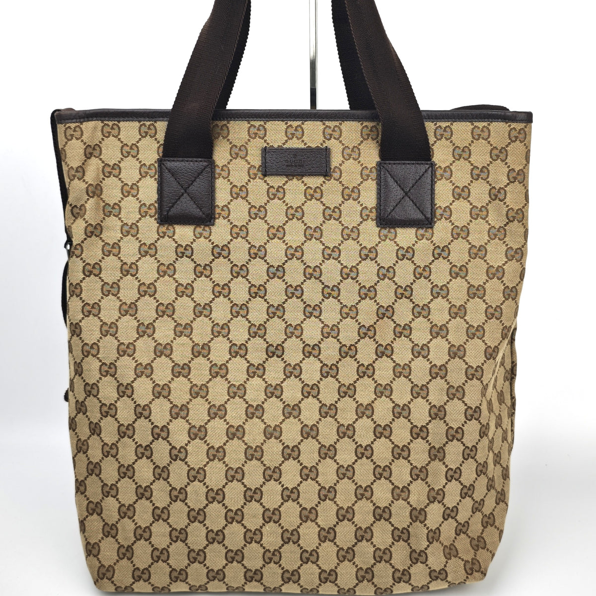 C2862 Gucci Tote Bag GG Canvas Vertical 2-Way Tote | Pre-Owned Excellent Brown Canvas GG Monogram