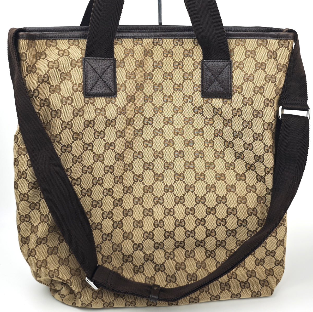 C2862 Gucci Tote Bag GG Canvas Vertical 2-Way Tote | Pre-Owned Excellent Brown Canvas GG Monogram