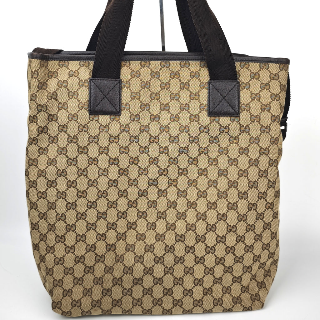 C2862 Gucci Tote Bag GG Canvas Vertical 2-Way Tote | Pre-Owned Excellent Brown Canvas GG Monogram
