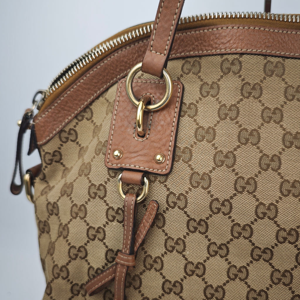 C2863 Gucci Shoulder Bag Sukey GG Canvas Medium Tote/Dome Bag | Pre-Owned Very Good Brown Canvas GG Monogram