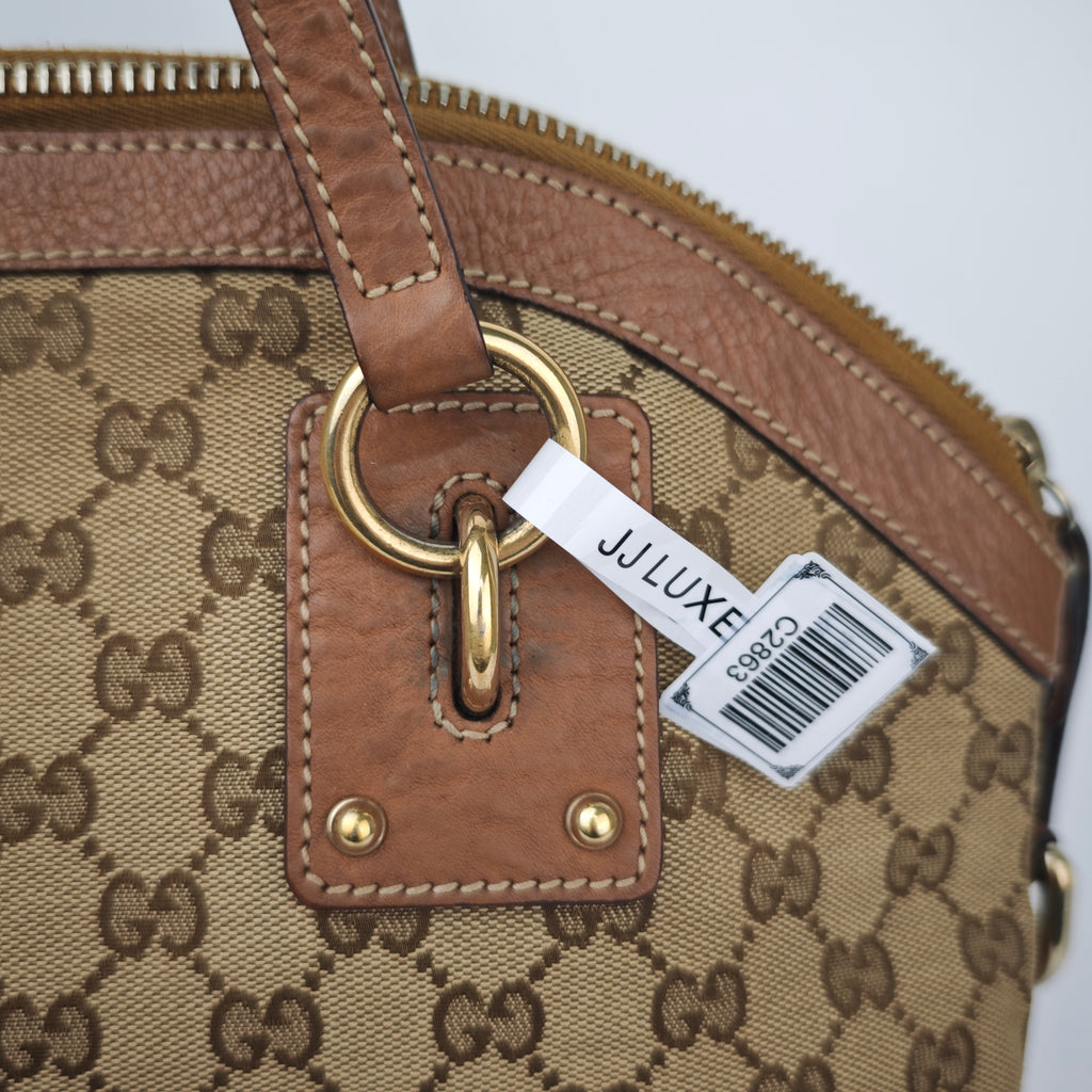 C2863 Gucci Shoulder Bag Sukey GG Canvas Medium Tote/Dome Bag | Pre-Owned Very Good Brown Canvas GG Monogram