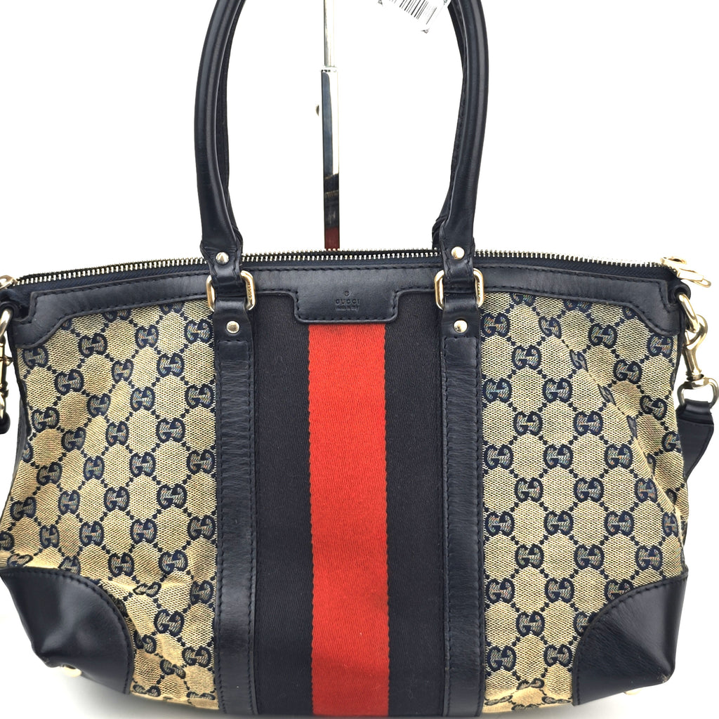 C2866 Gucci Top Handle Bag GG Canvas Vintage Web Top Handle Bag | Pre-Owned Very Good Brown Canvas GG Monogram